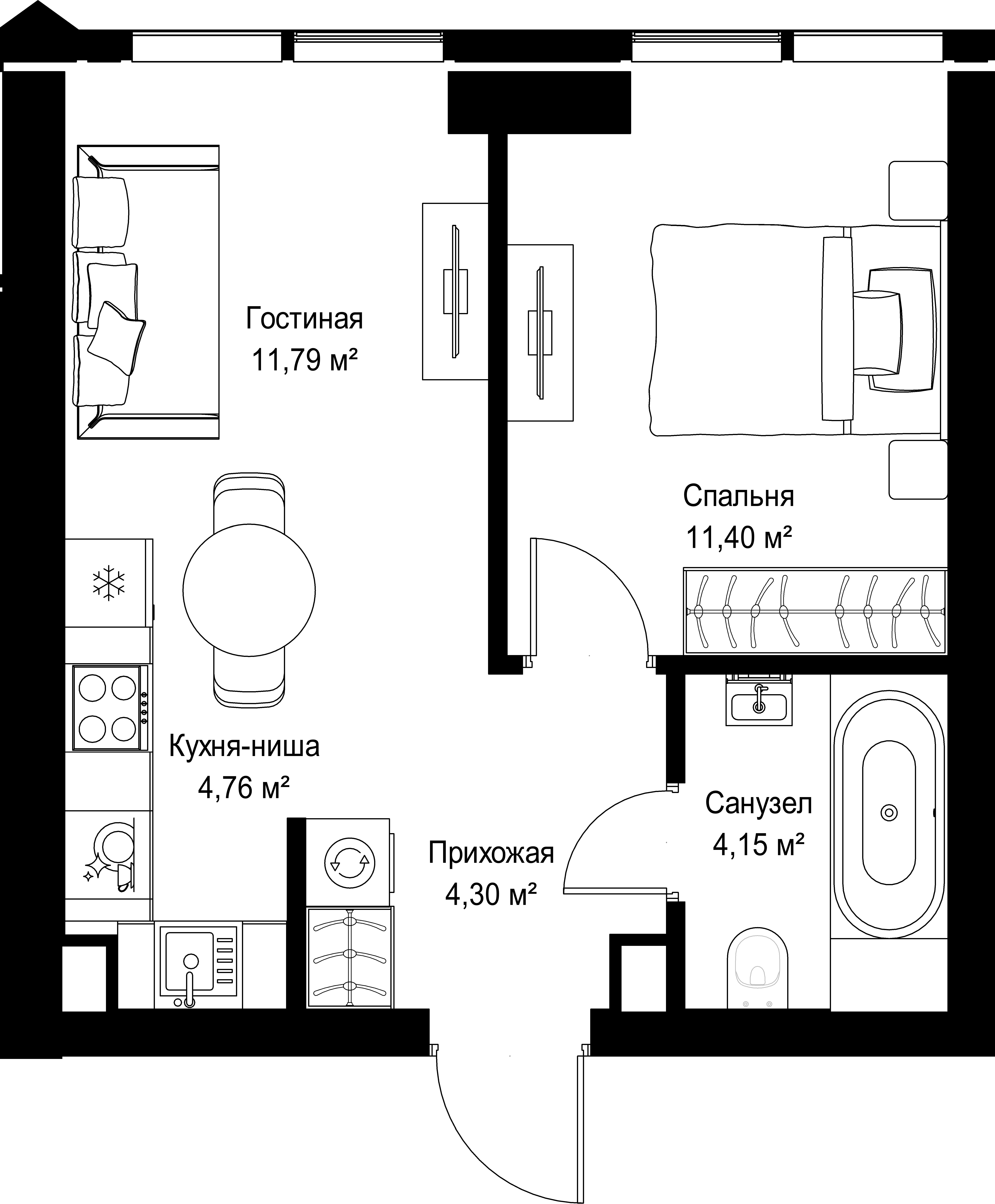 1-комнатная, 36,4 м² — 25 365 995 ₽