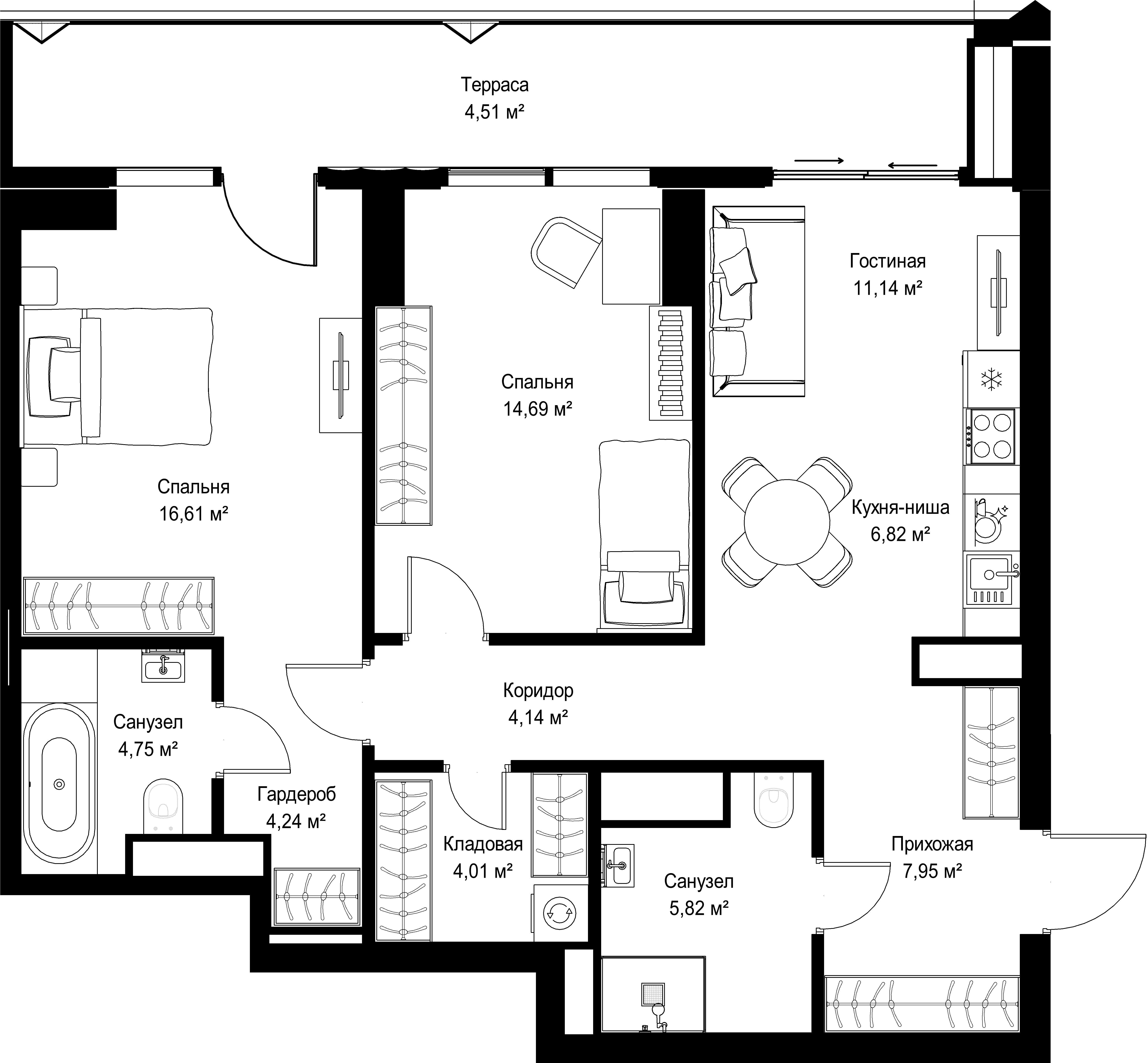 2-комнатная, 84,68 м² — 42 226 867 ₽