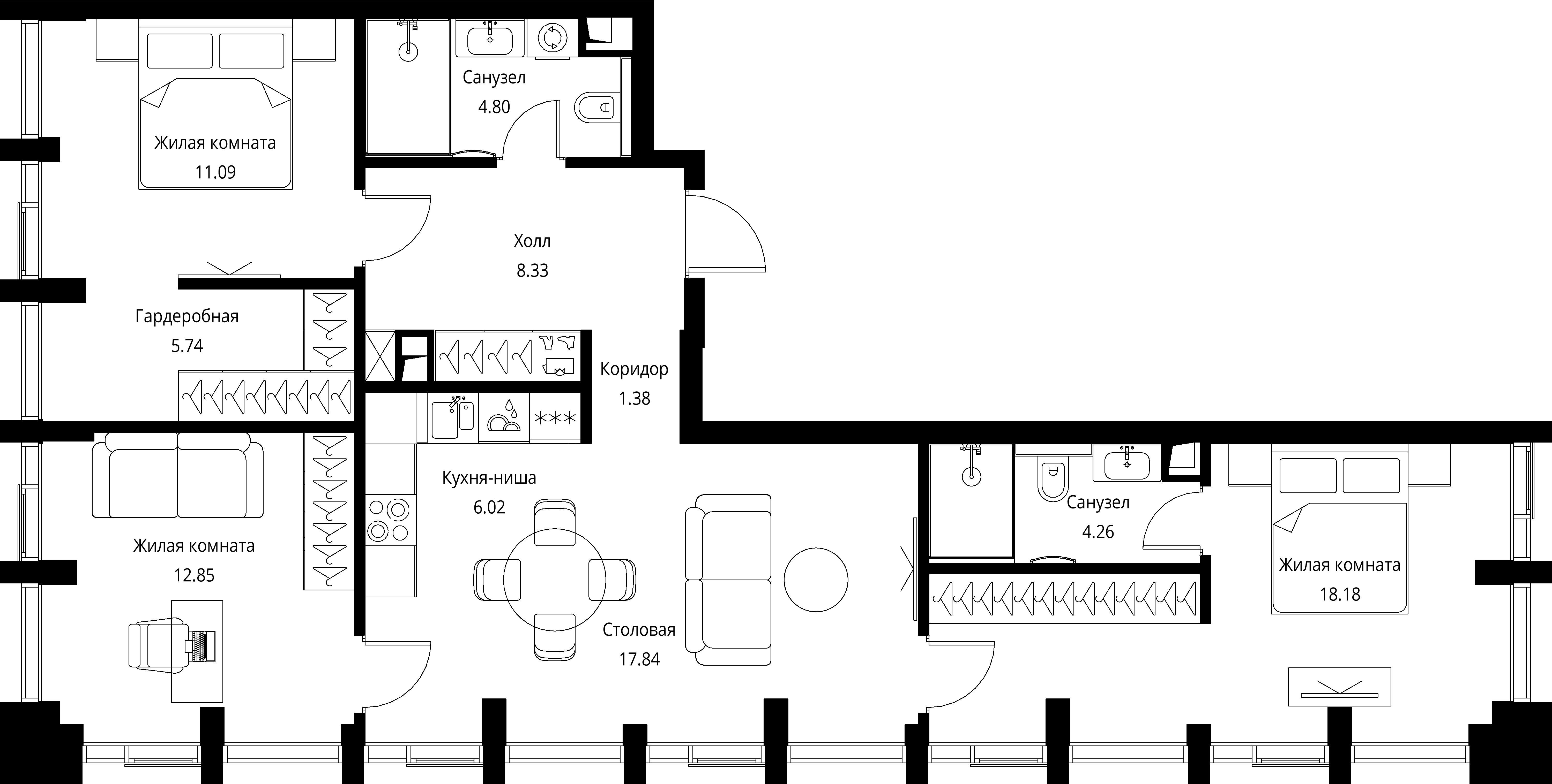 3-комнатная, 90,49 м² — 35 947 161 ₽
