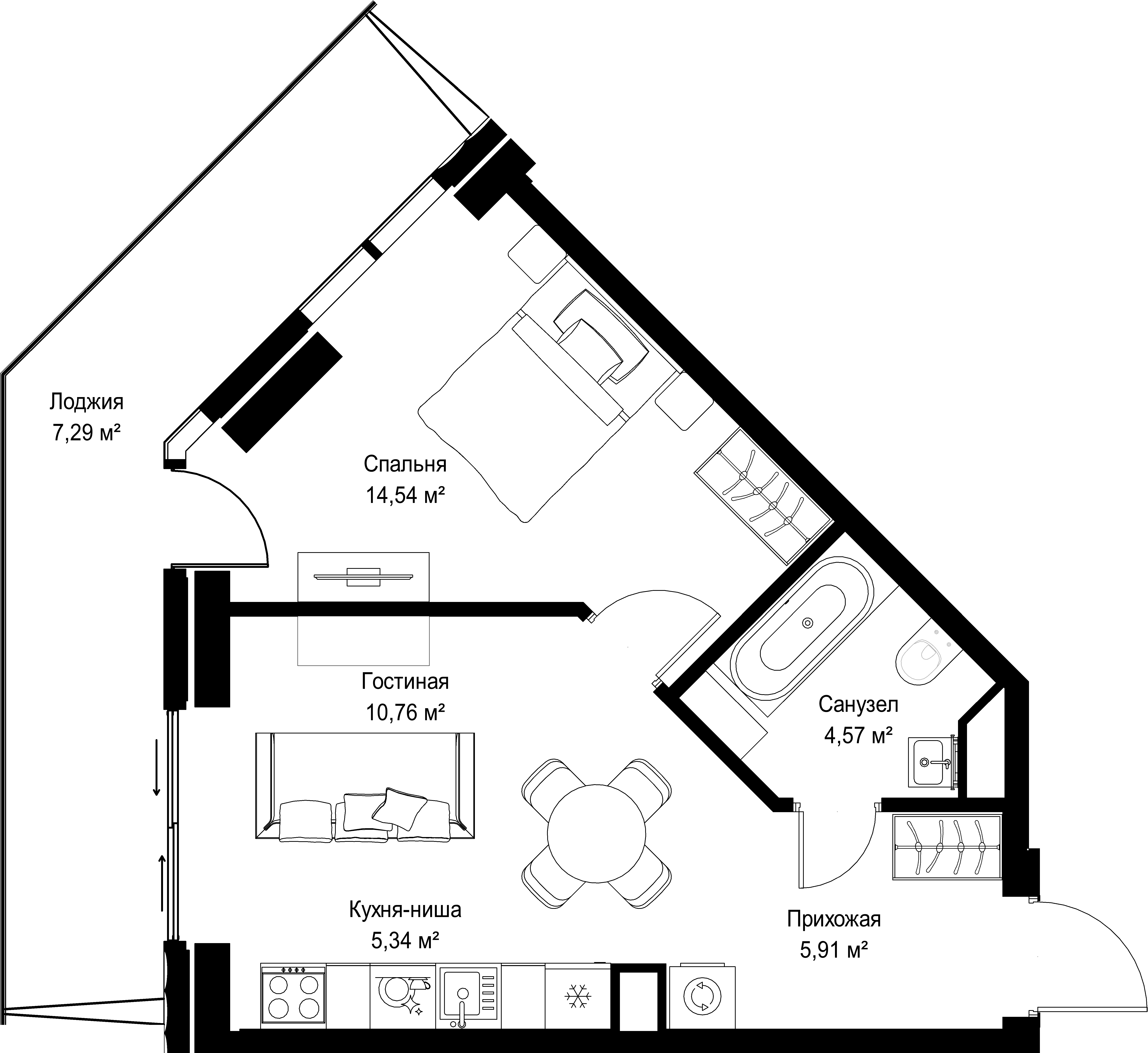 1-комнатная, 48,41 м² — 39 231 464 ₽
