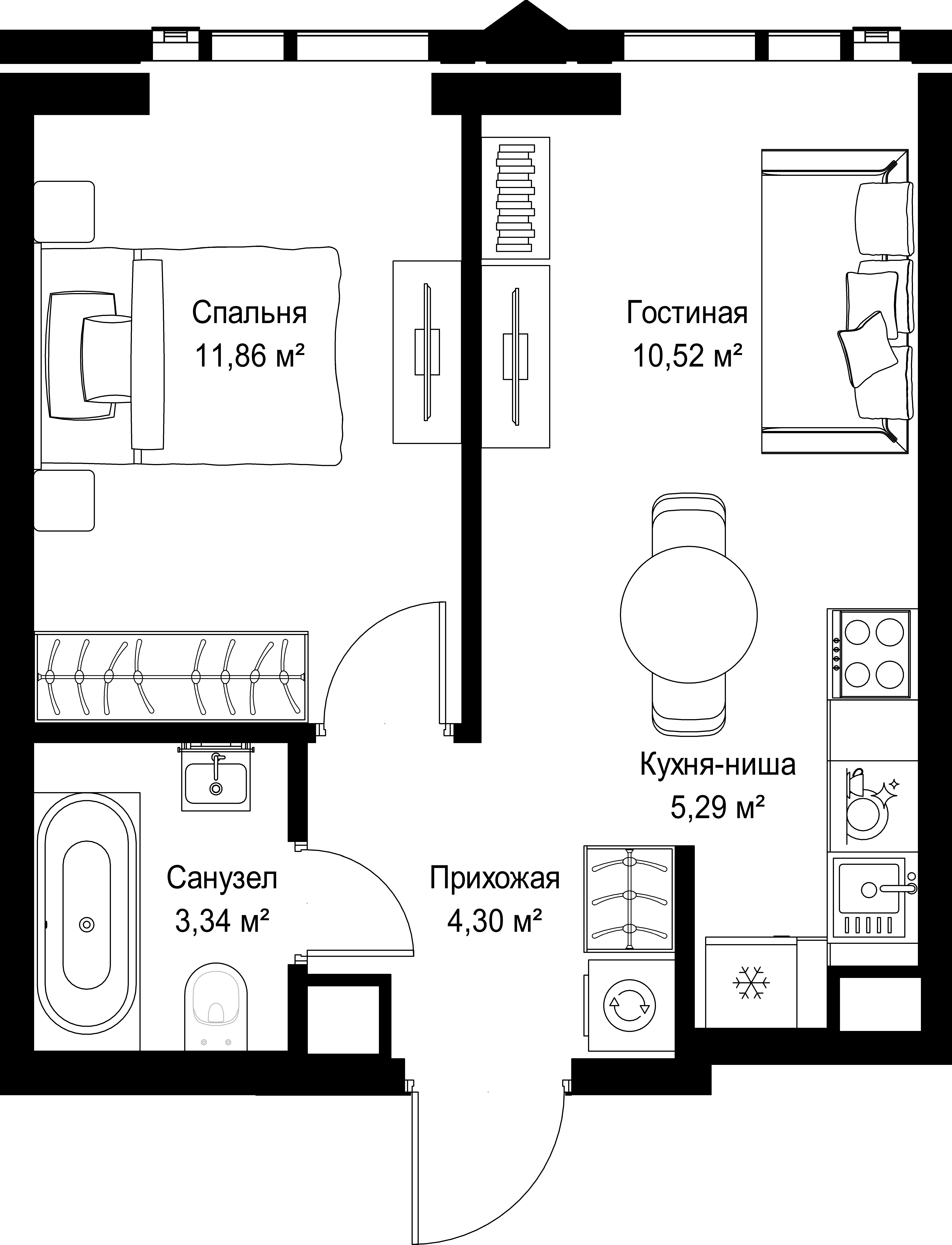1-комнатная, 35,31 м² — 32 577 006 ₽