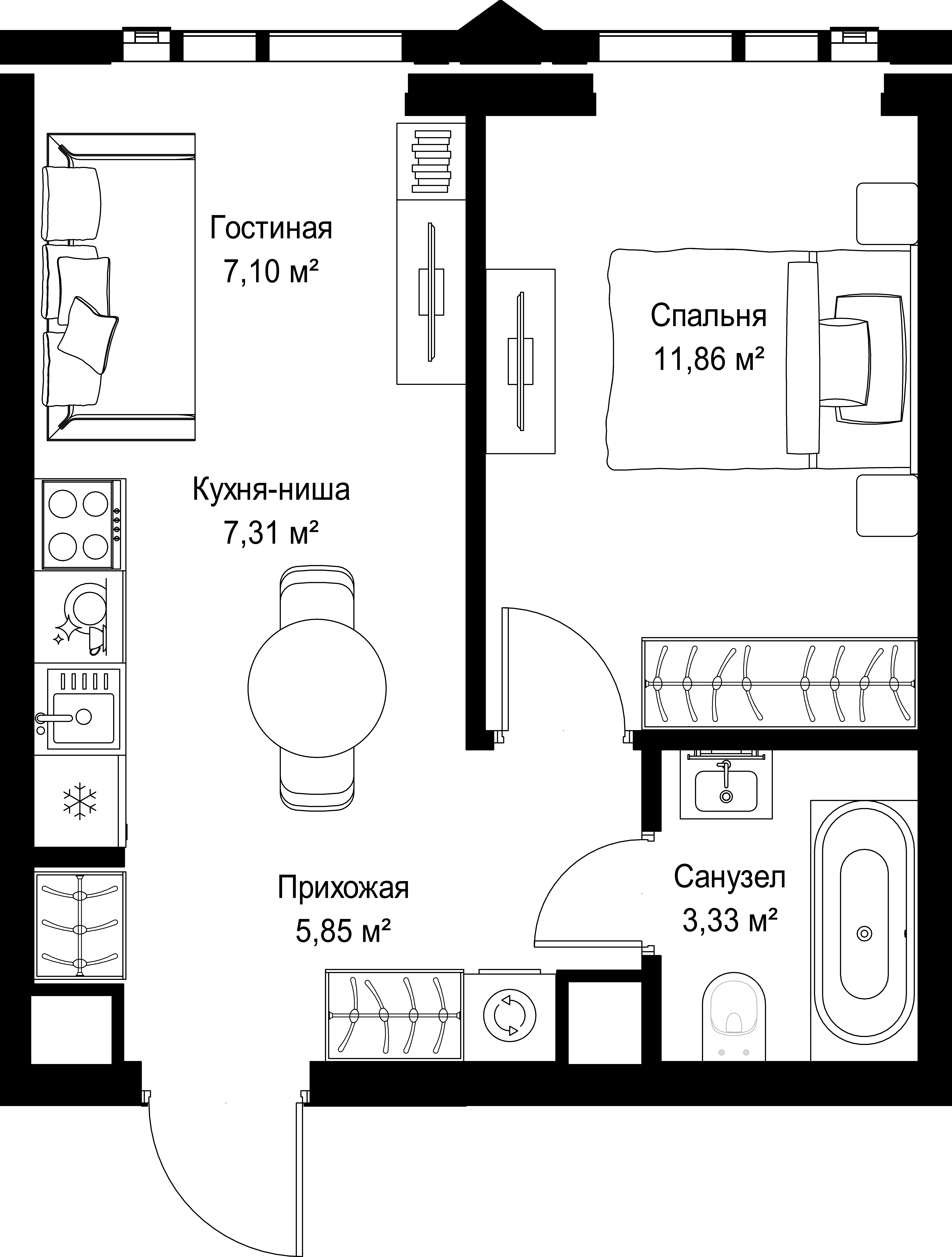 1-комнатная, 35,45 м² — 32 663 630 ₽