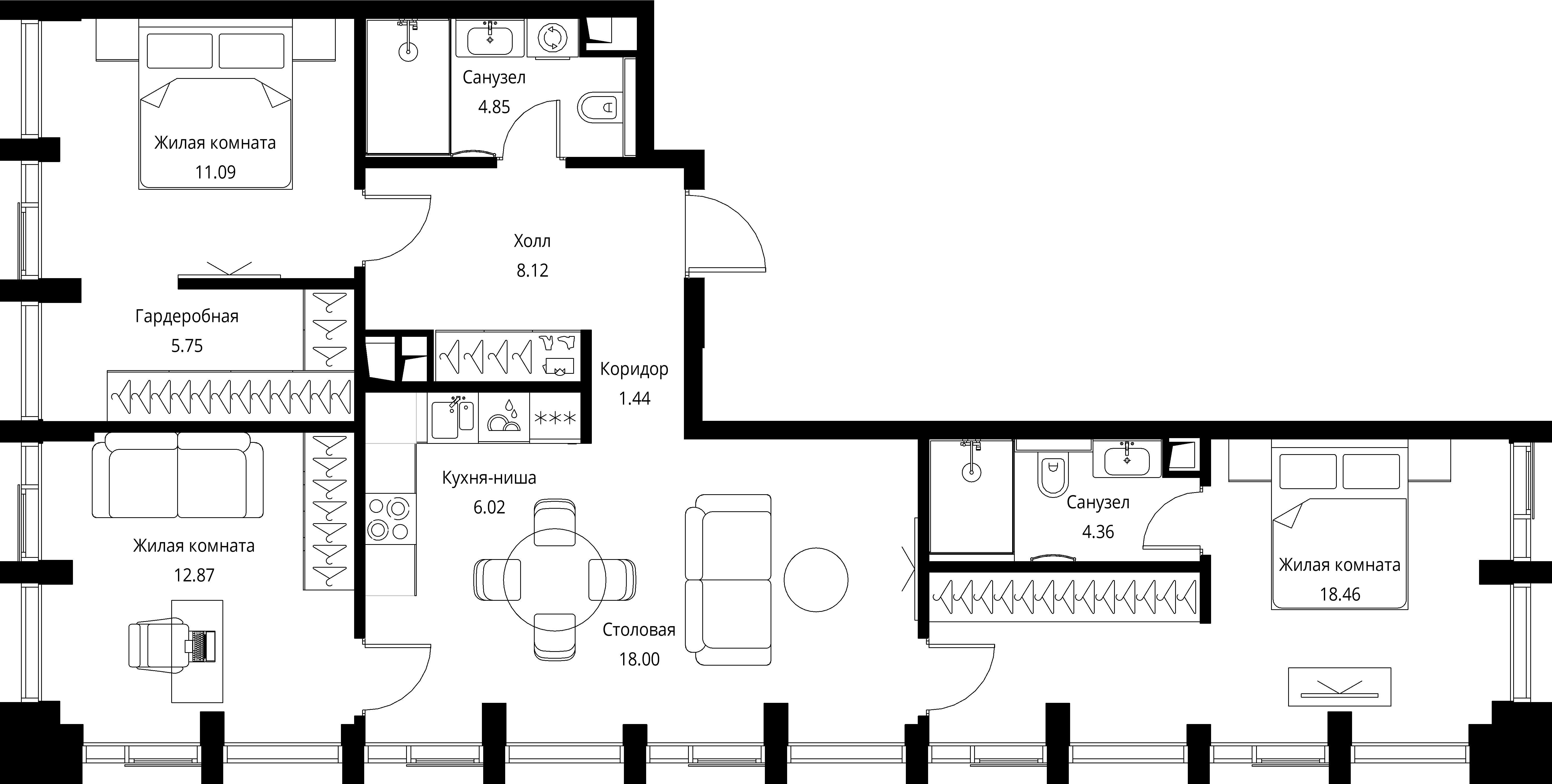 3-комнатная, 90,96 м² — 37 299 530 ₽