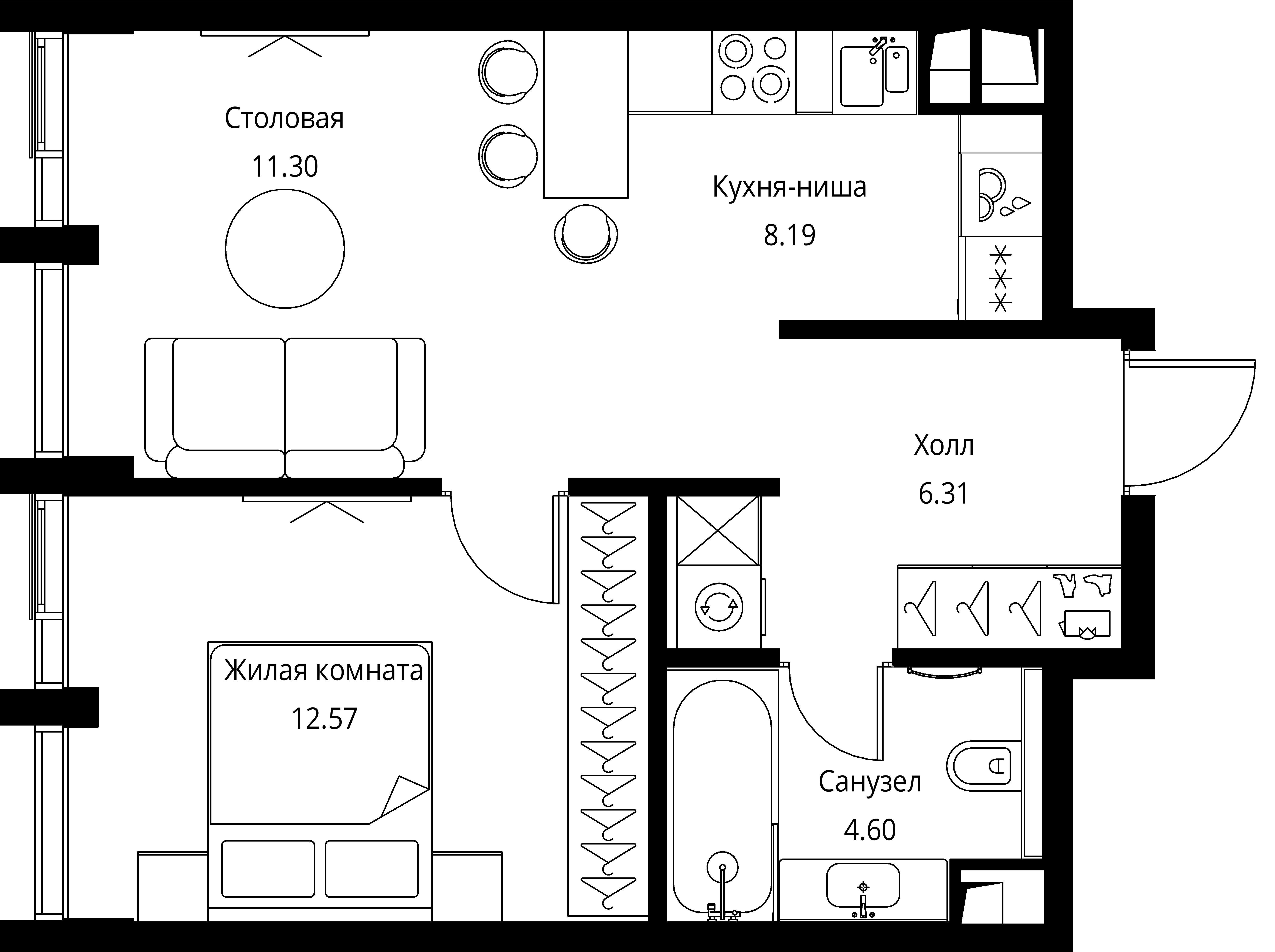 1-комнатная, 42,97 м² — 22 871 134 ₽