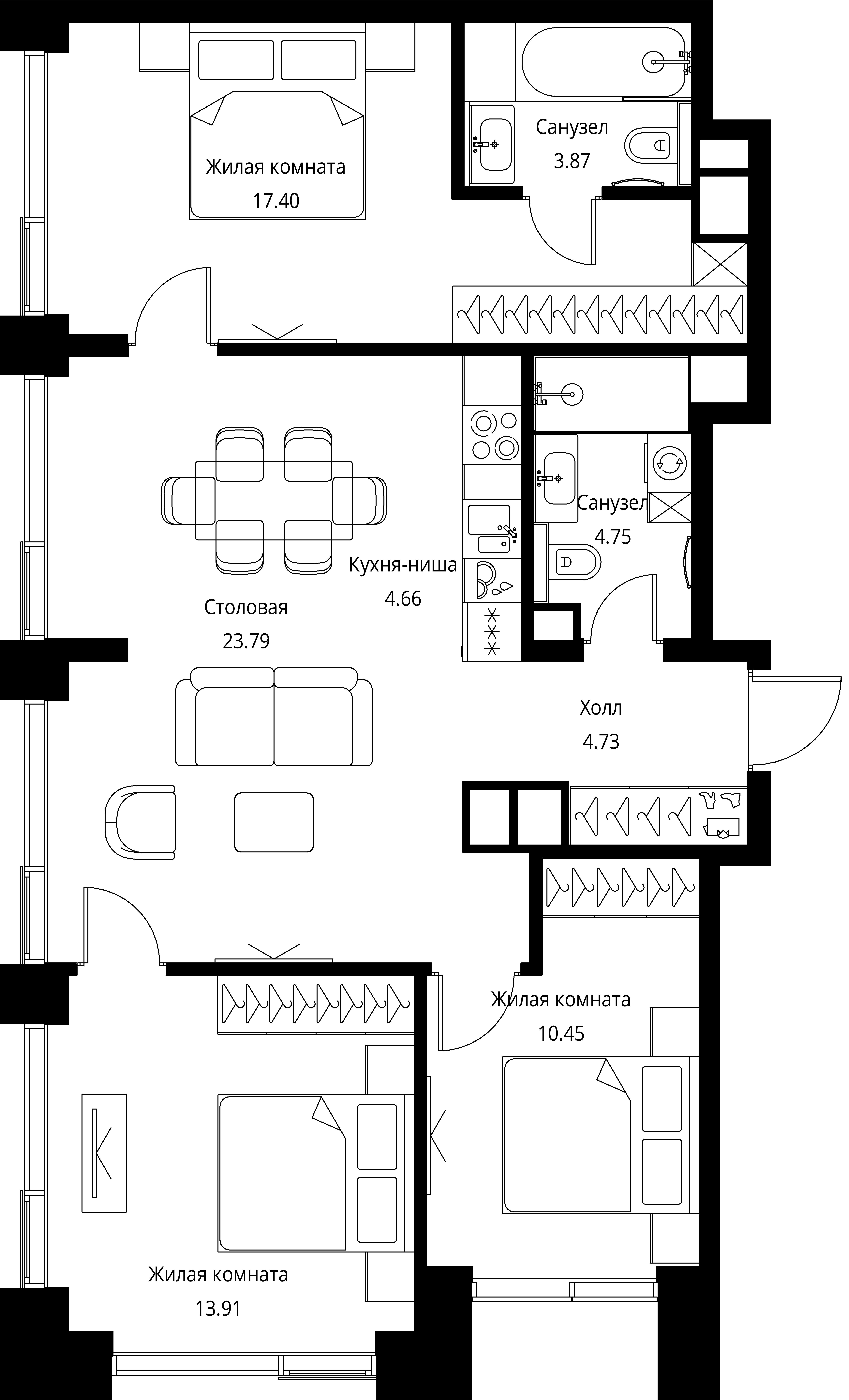 3-комнатная, 83,64 м² — 37 686 929 ₽