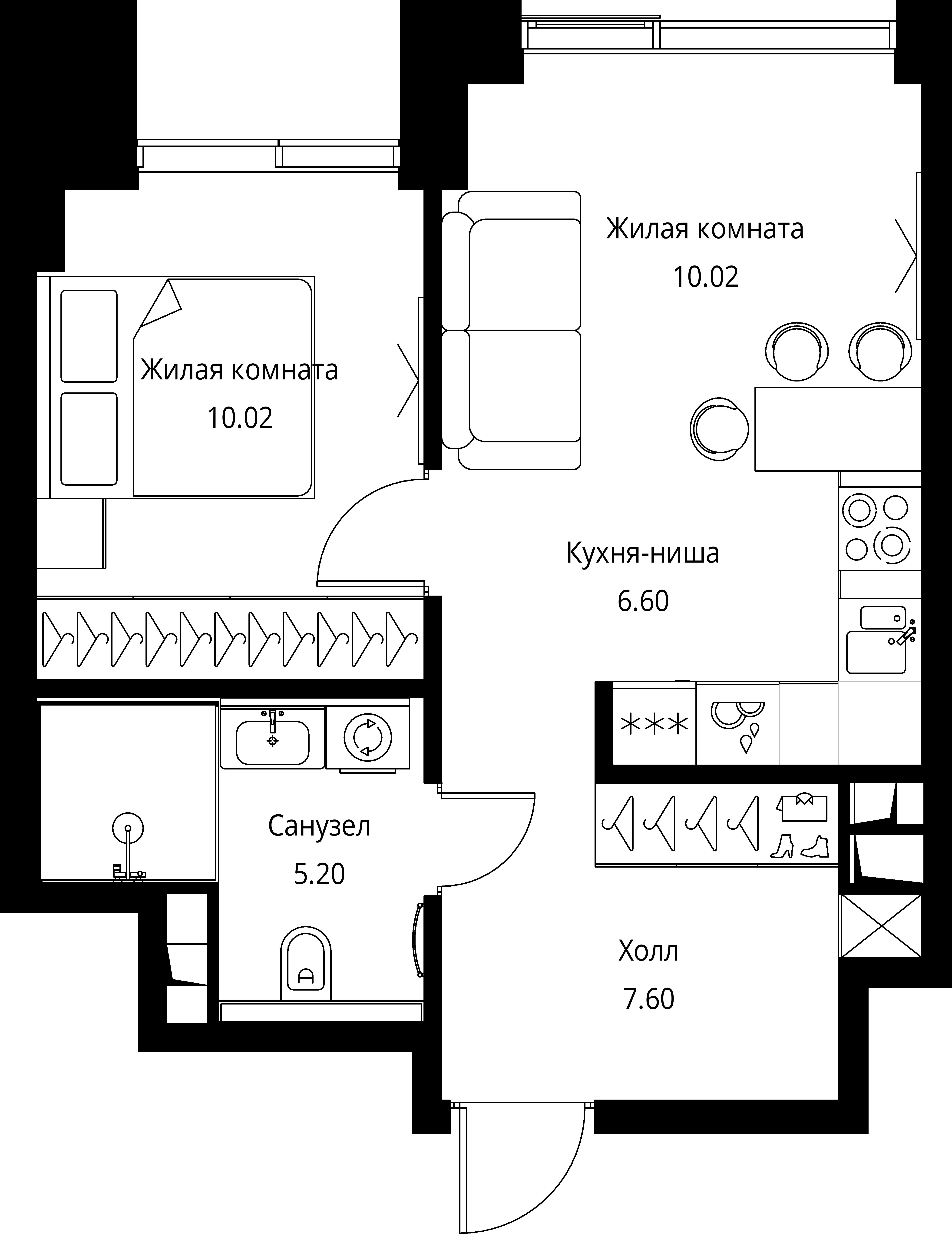 1-комнатная, 39,44 м² — 20 136 703 ₽
