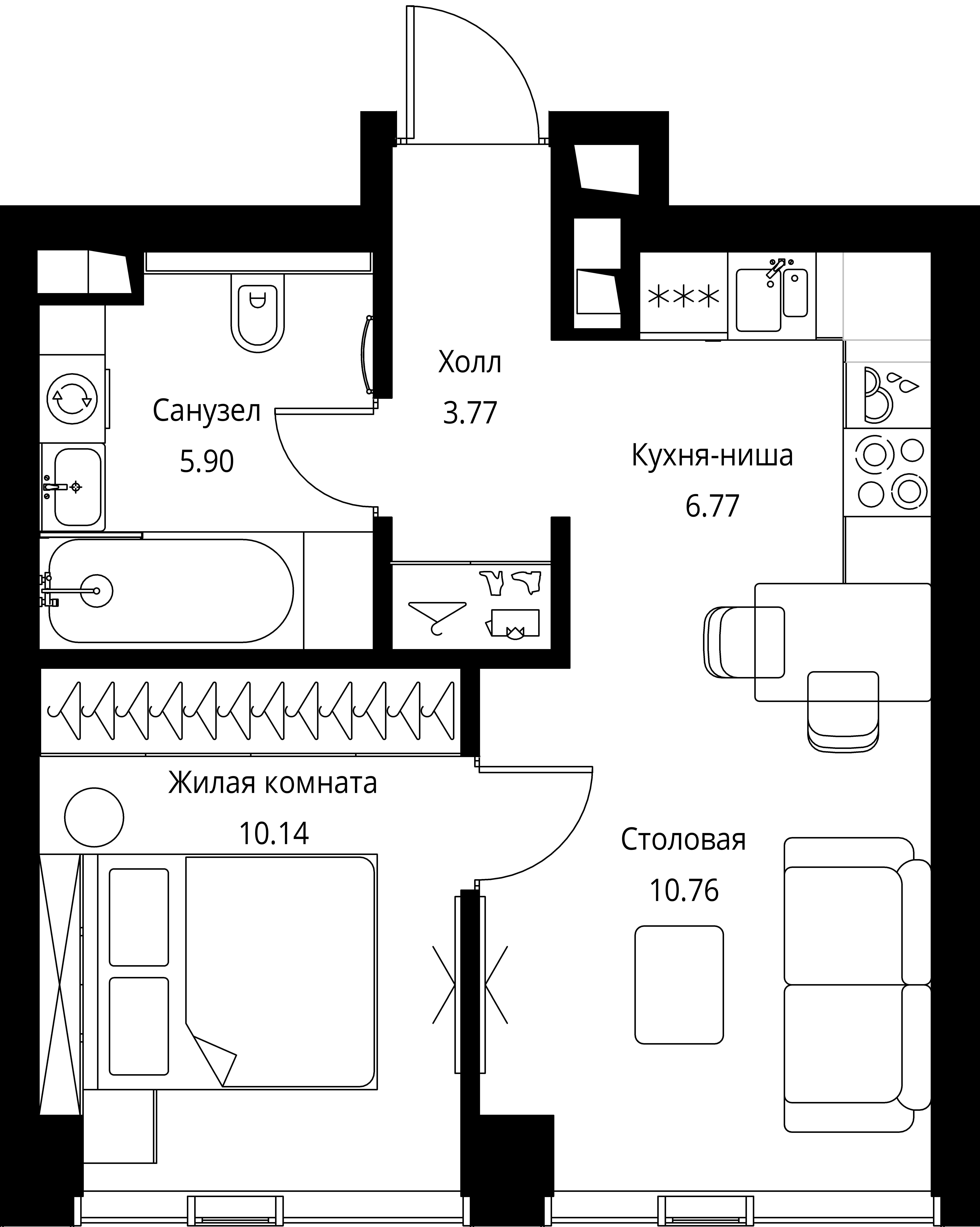 1-комнатная, 37,34 м² — 20 593 790 ₽