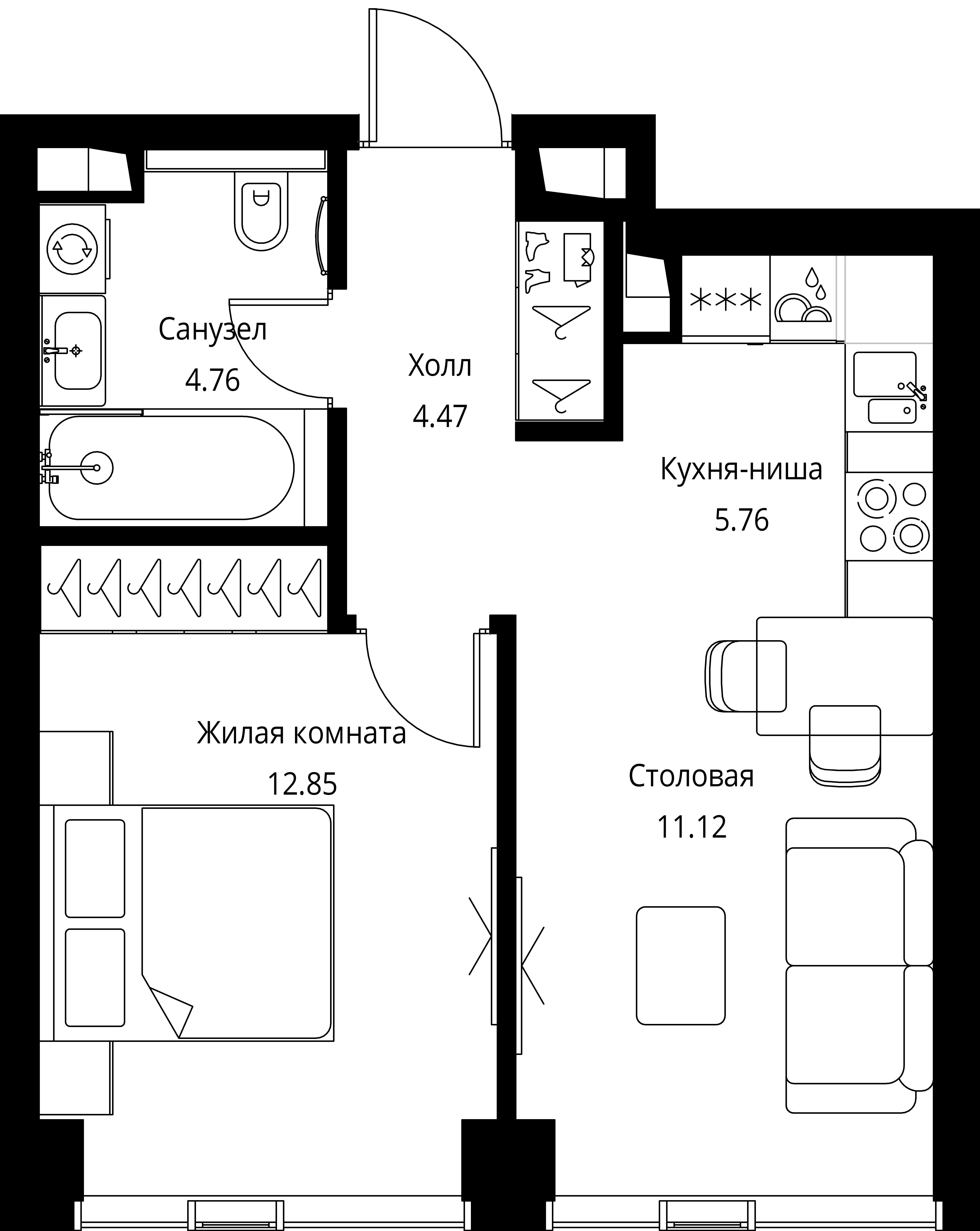 1-комнатная, 38,96 м² — 20 756 099 ₽