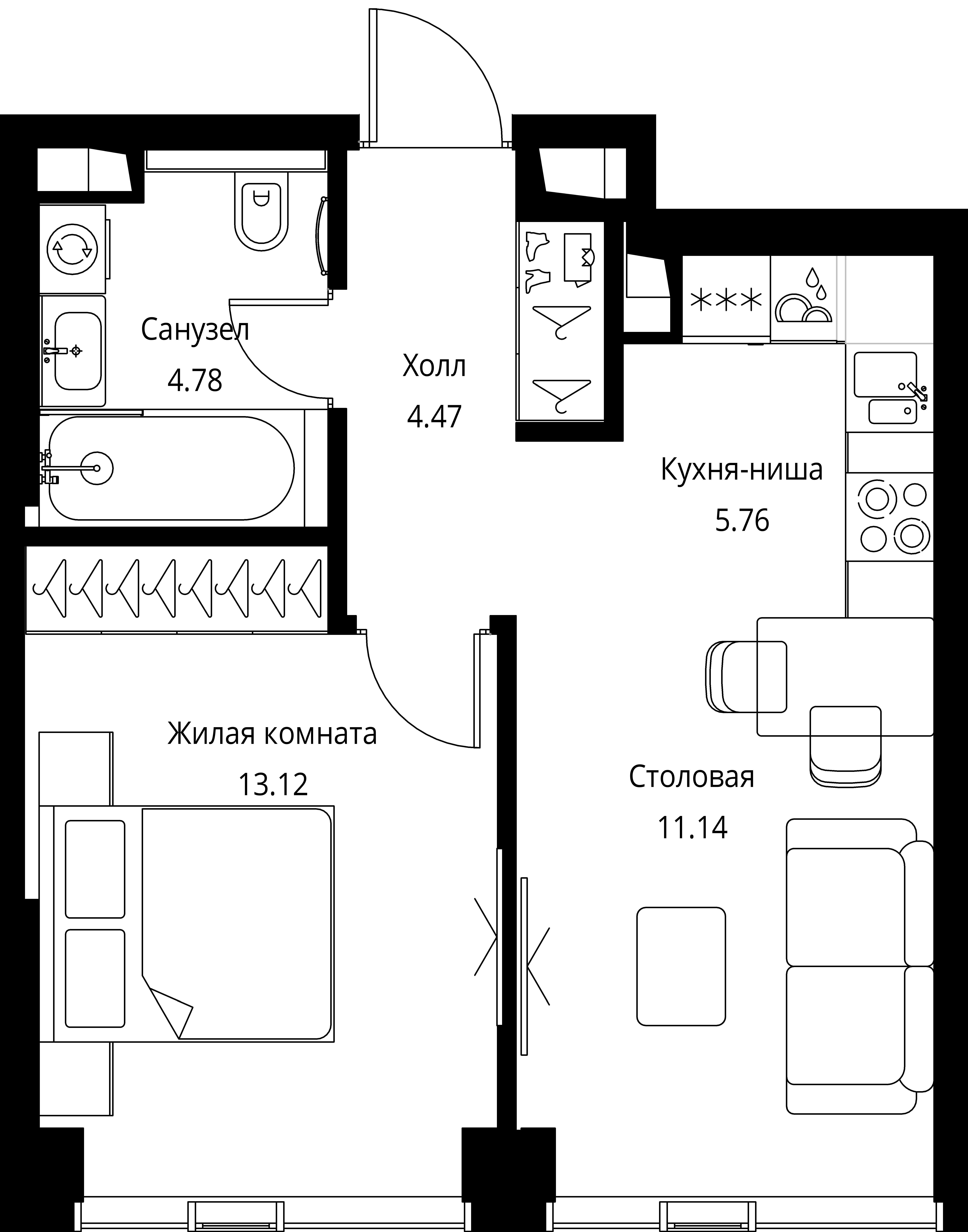 1-комнатная, 39,27 м² — 21 103 906 ₽