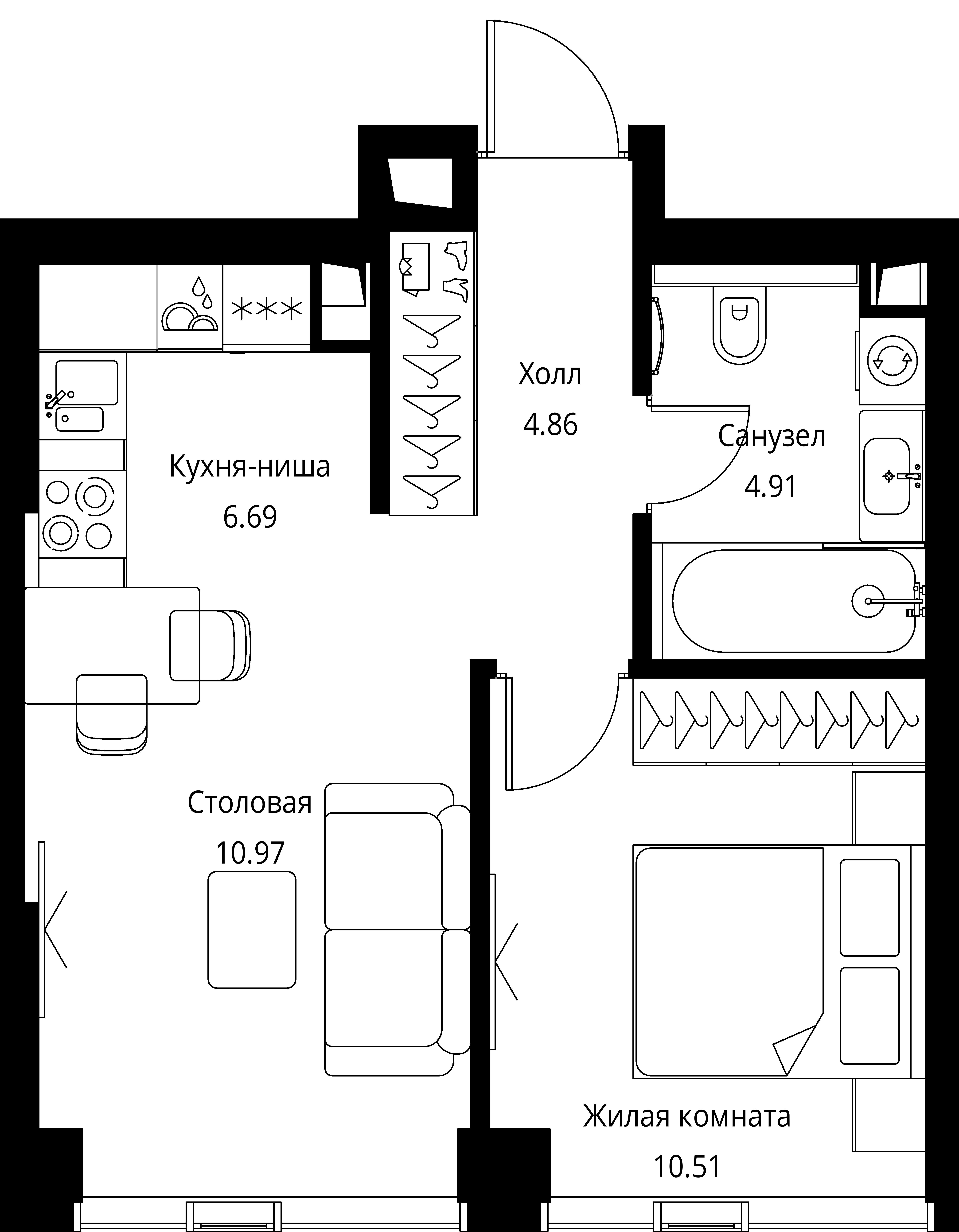 1-комнатная, 37,94 м² — 20 507 507 ₽