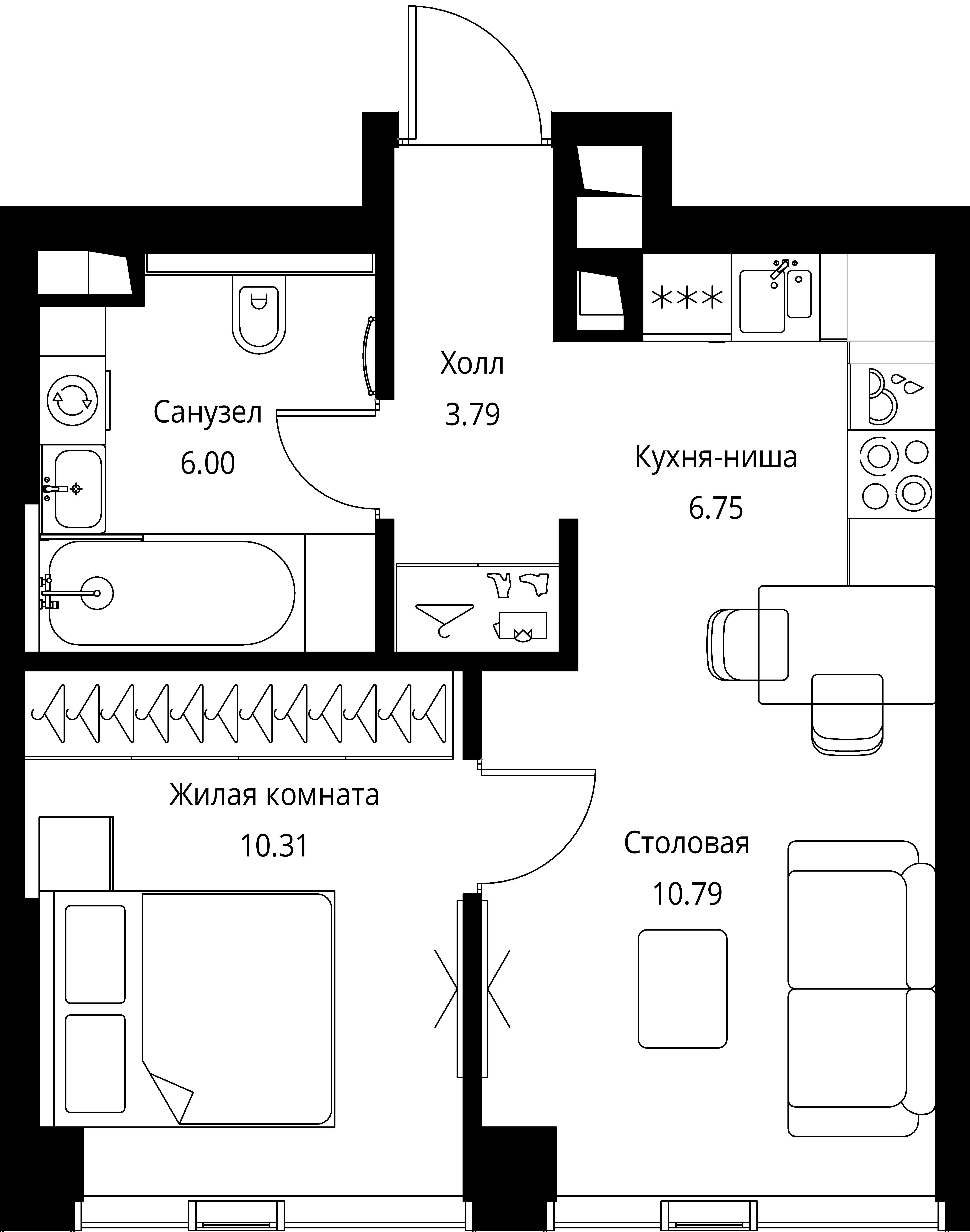 1-комнатная, 37,64 м² — 20 957 692 ₽