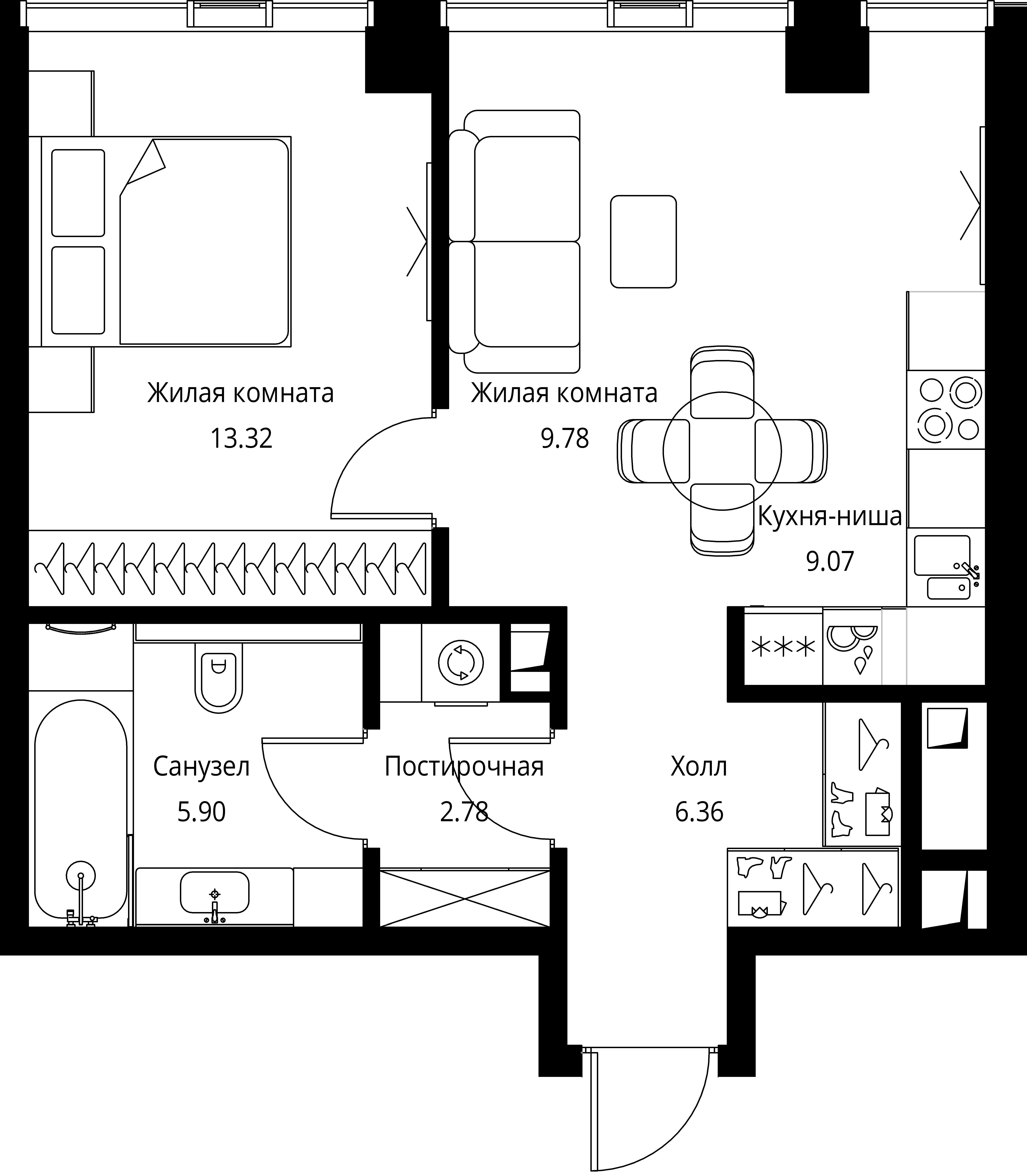 1-комнатная, 47,21 м² — 21 088 565 ₽