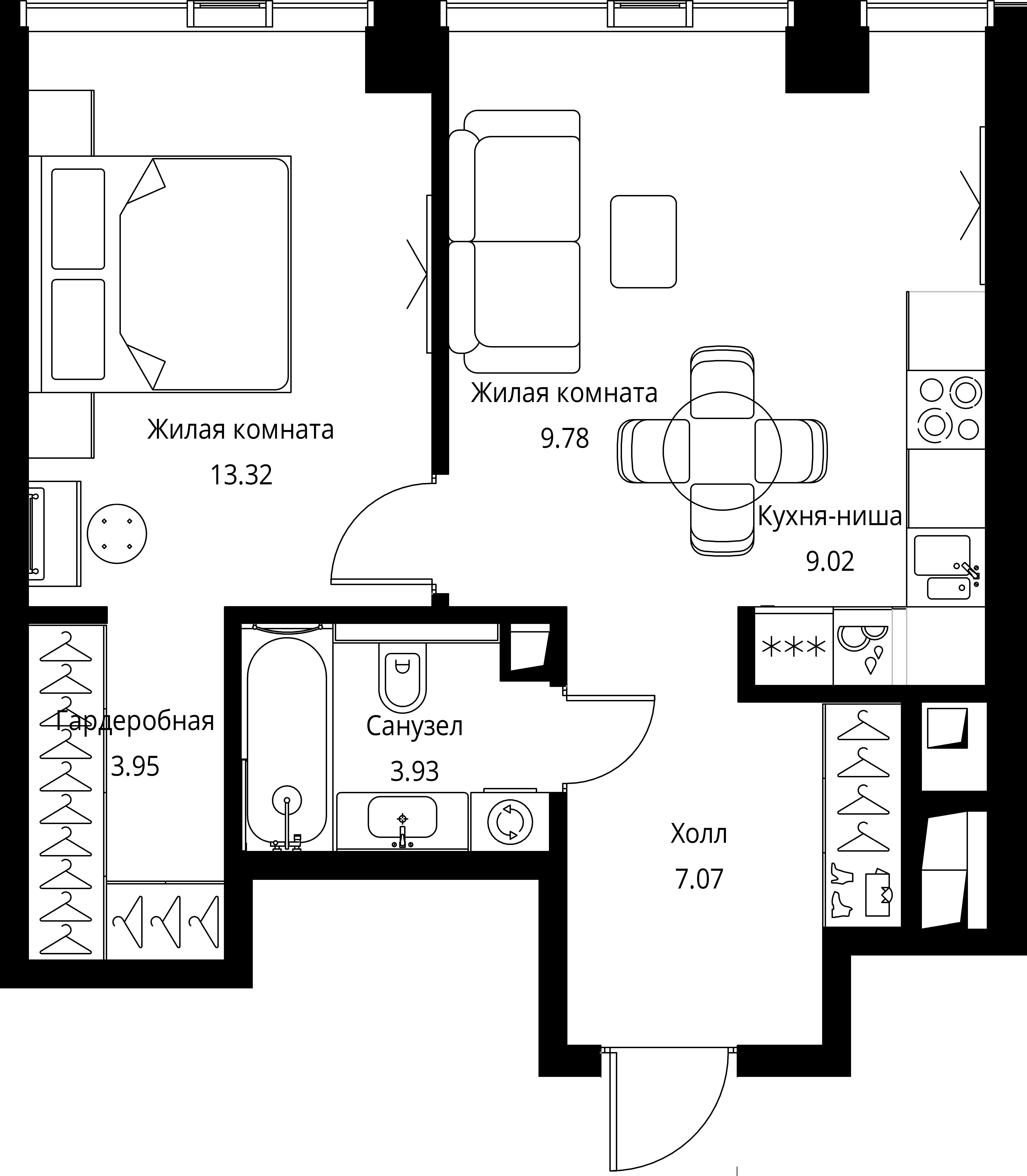 1-комнатная, 47,07 м² — 21 207 171 ₽