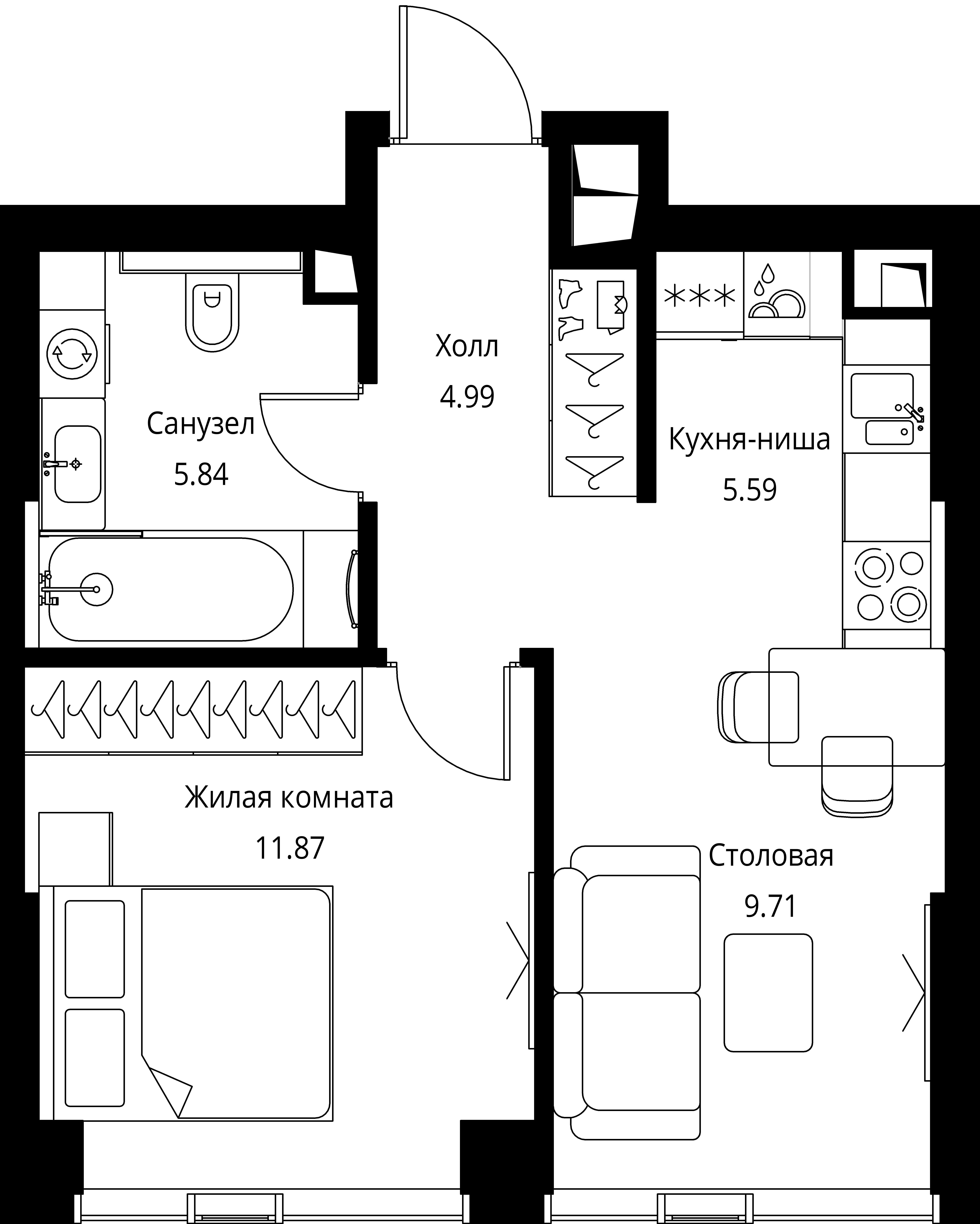 1-комнатная, 38 м² — 20 568 324 ₽