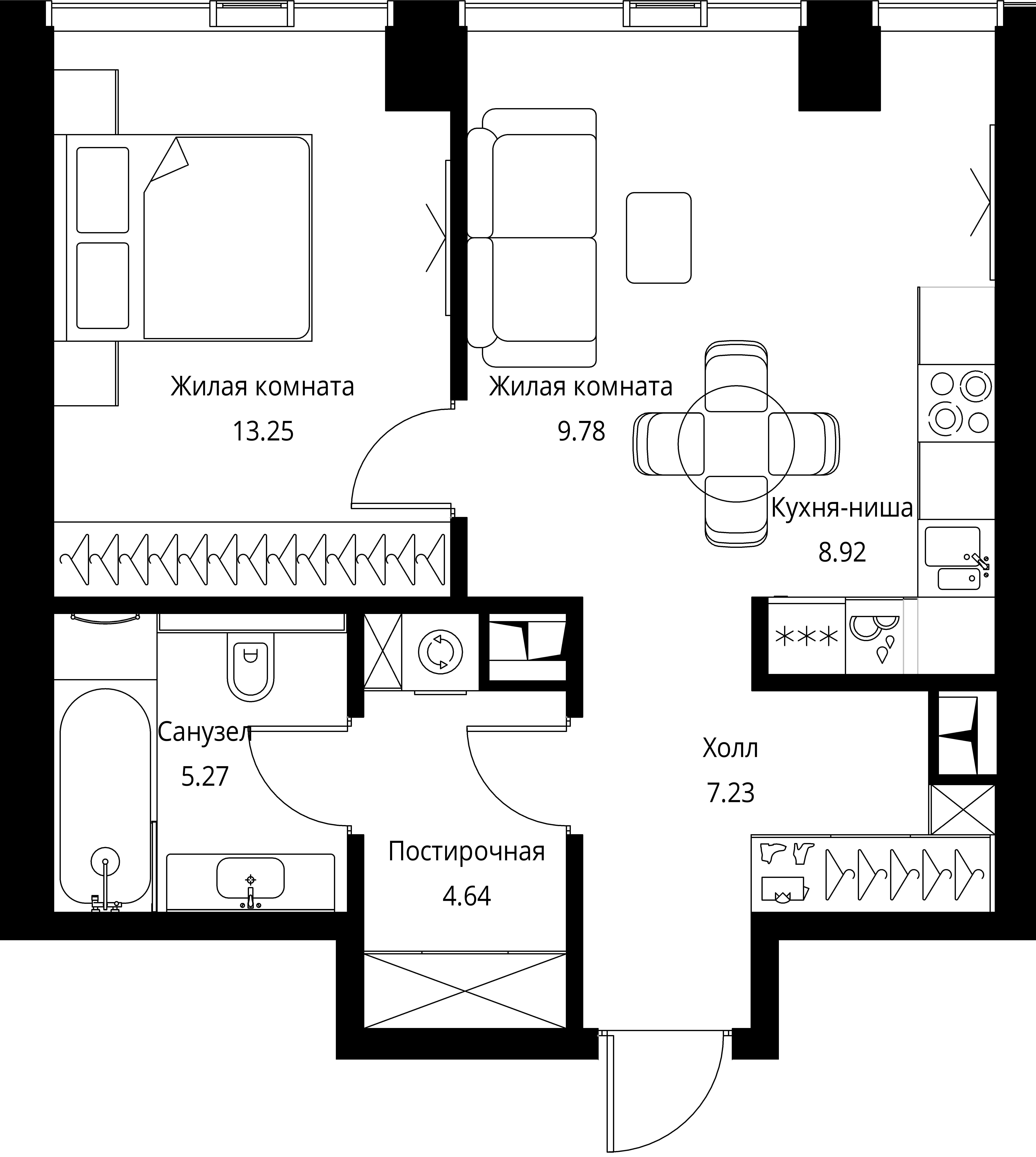 1-комнатная, 49,09 м² — 20 175 121 ₽