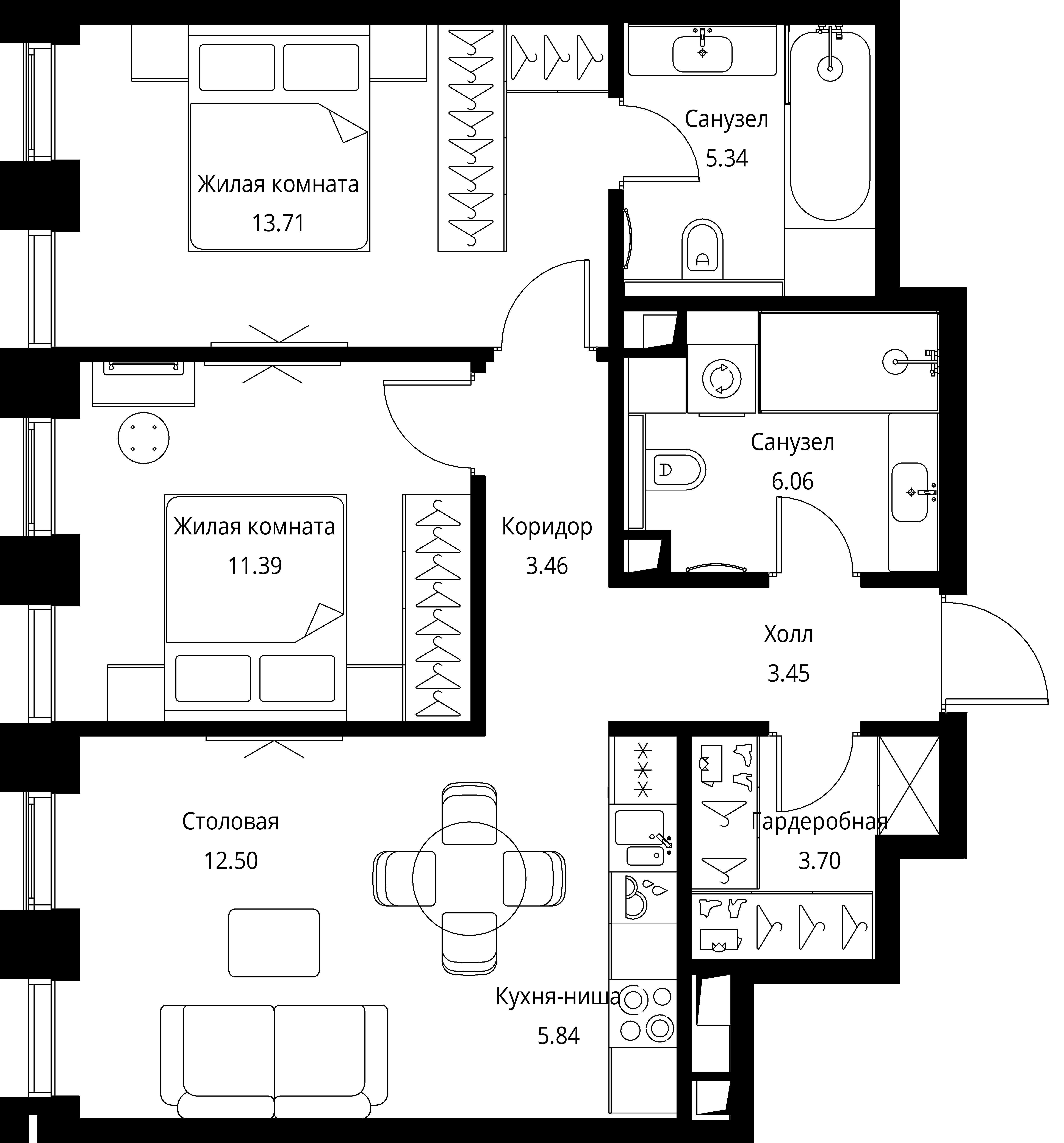 2-комнатная, 65,45 м² — 28 492 584 ₽