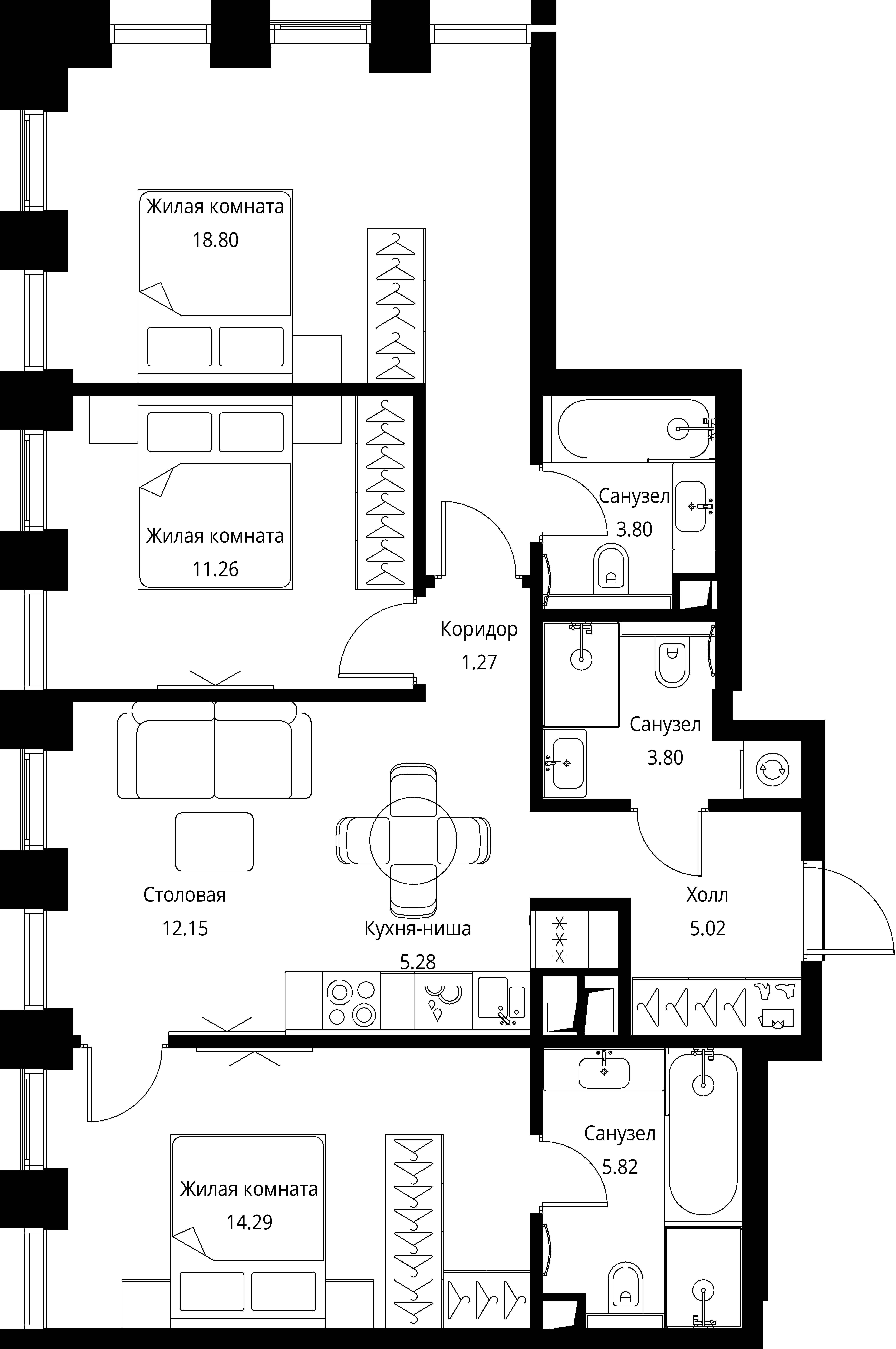 3-комнатная, 81,49 м² — 32 987 608 ₽