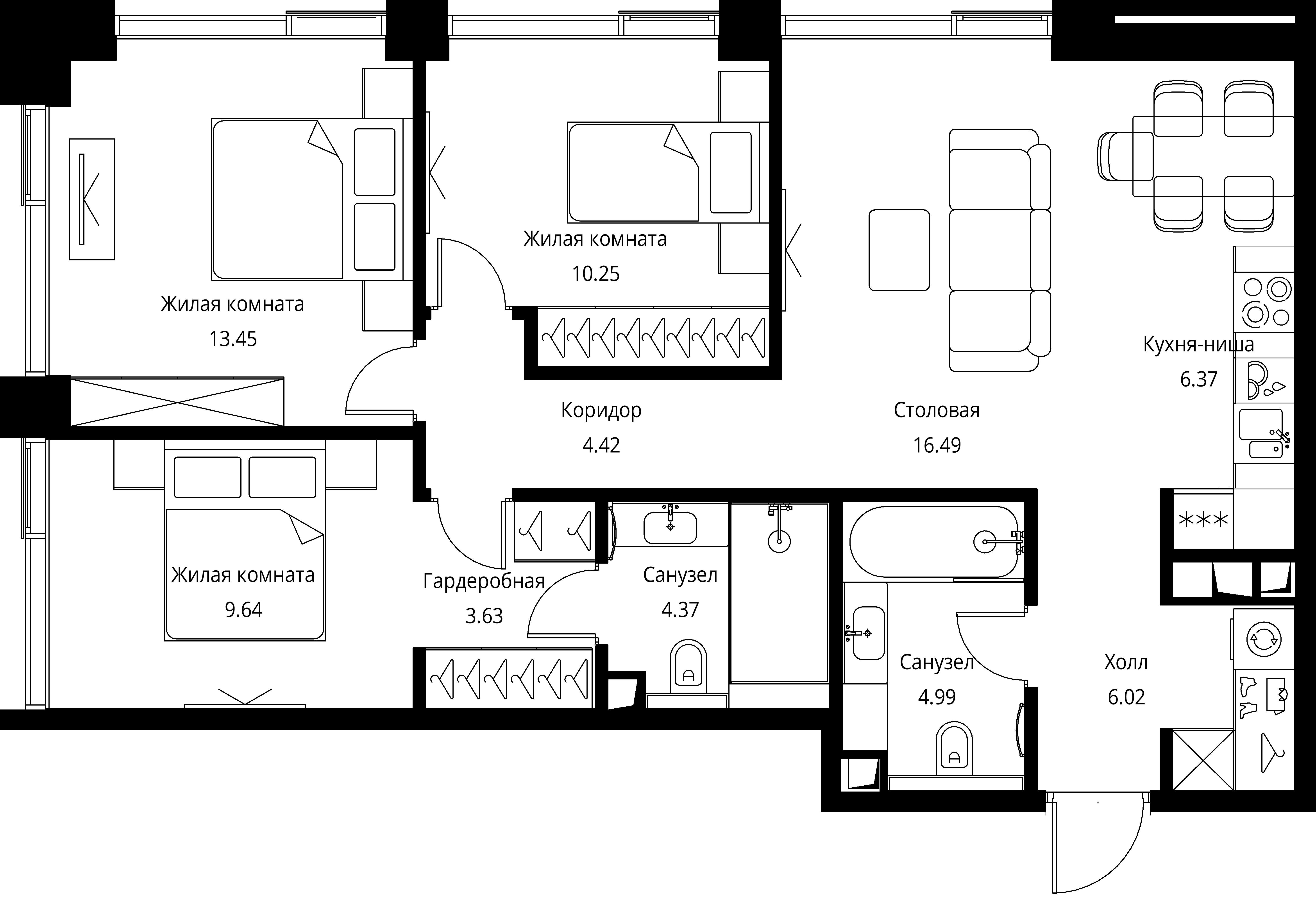 3-комнатная, 79,63 м² — 34 547 794 ₽