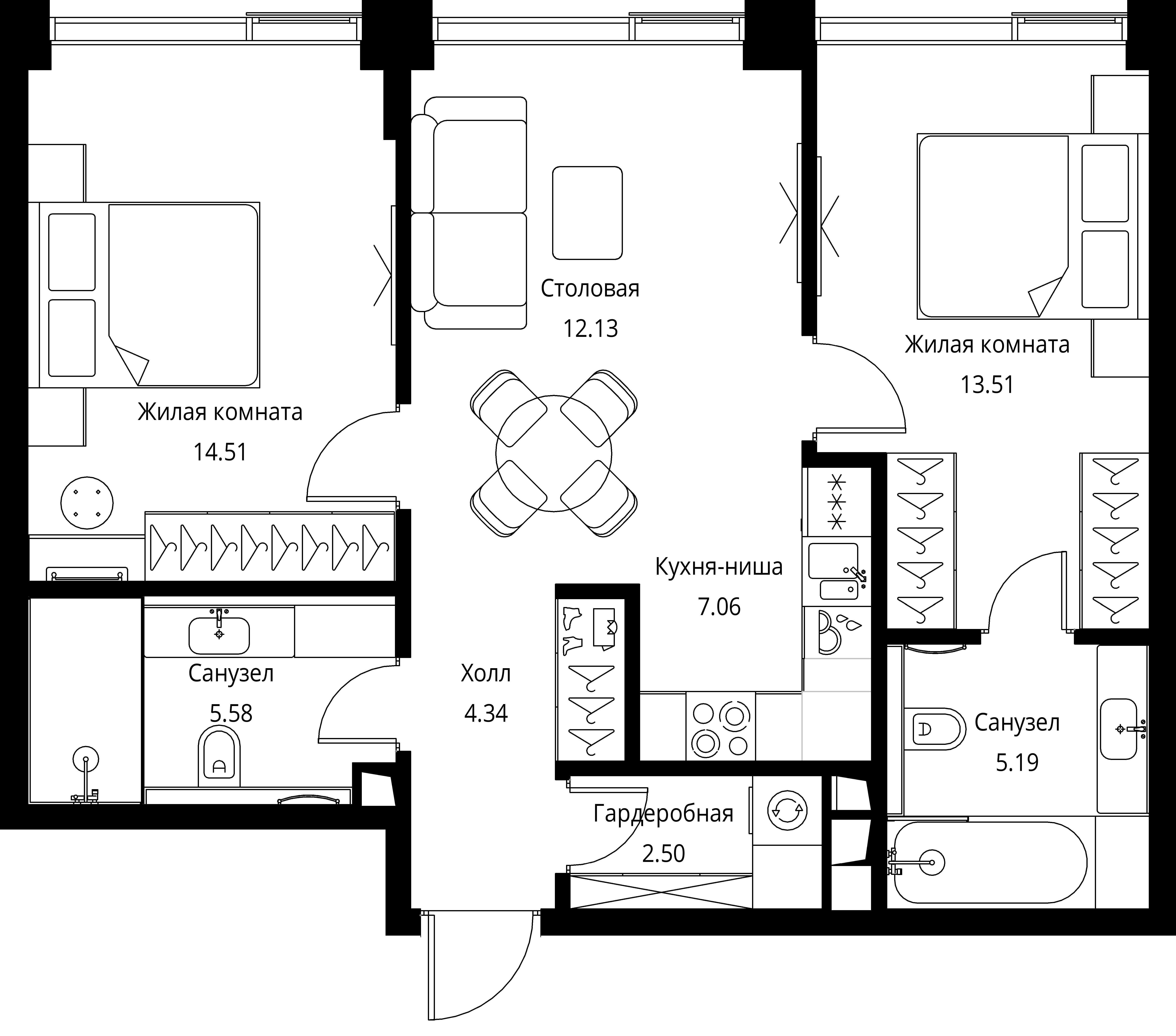 2-комнатная, 64,82 м² — 30 168 971 ₽