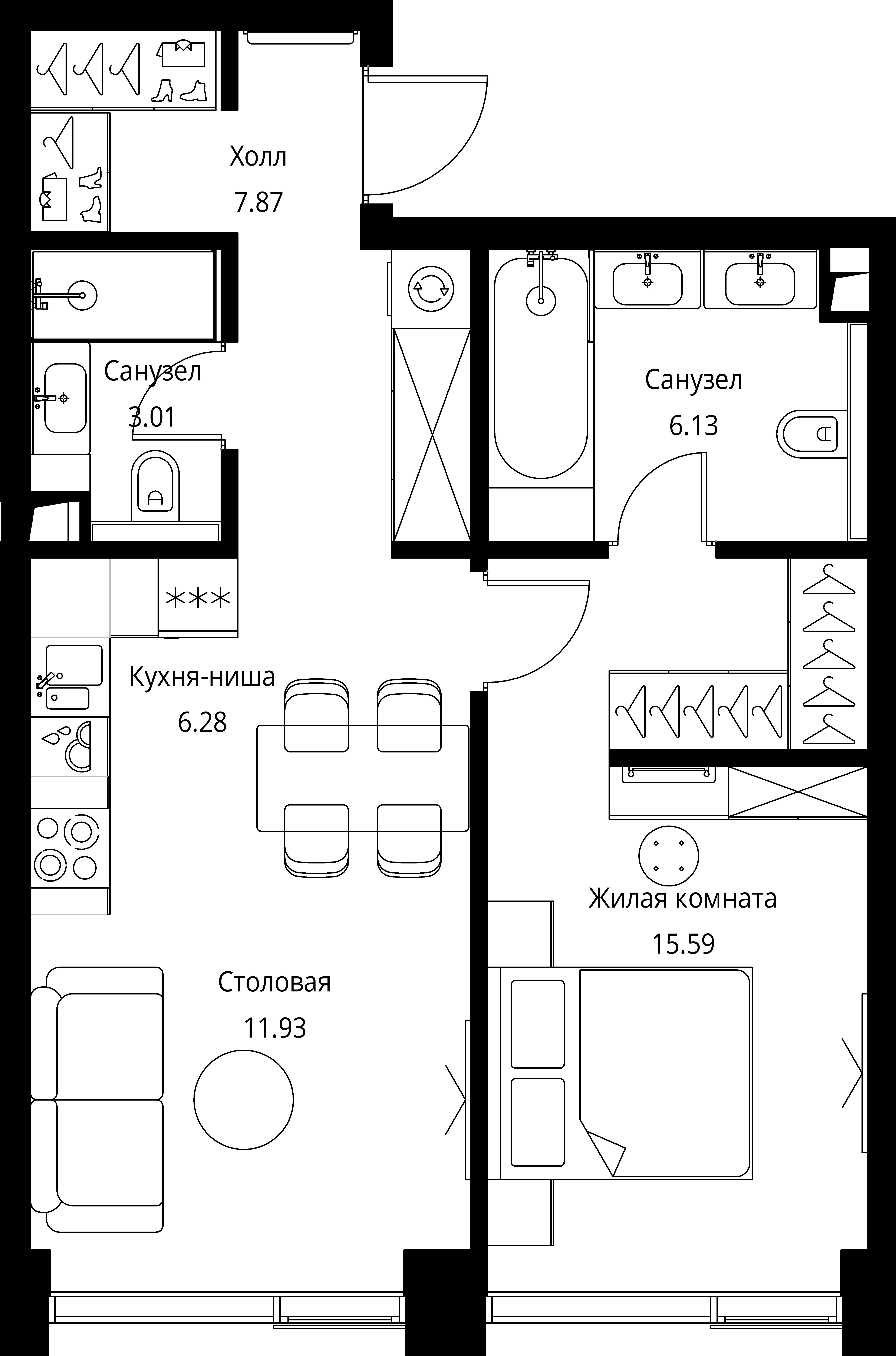 1-комнатная, 50,81 м² — 22 018 147 ₽
