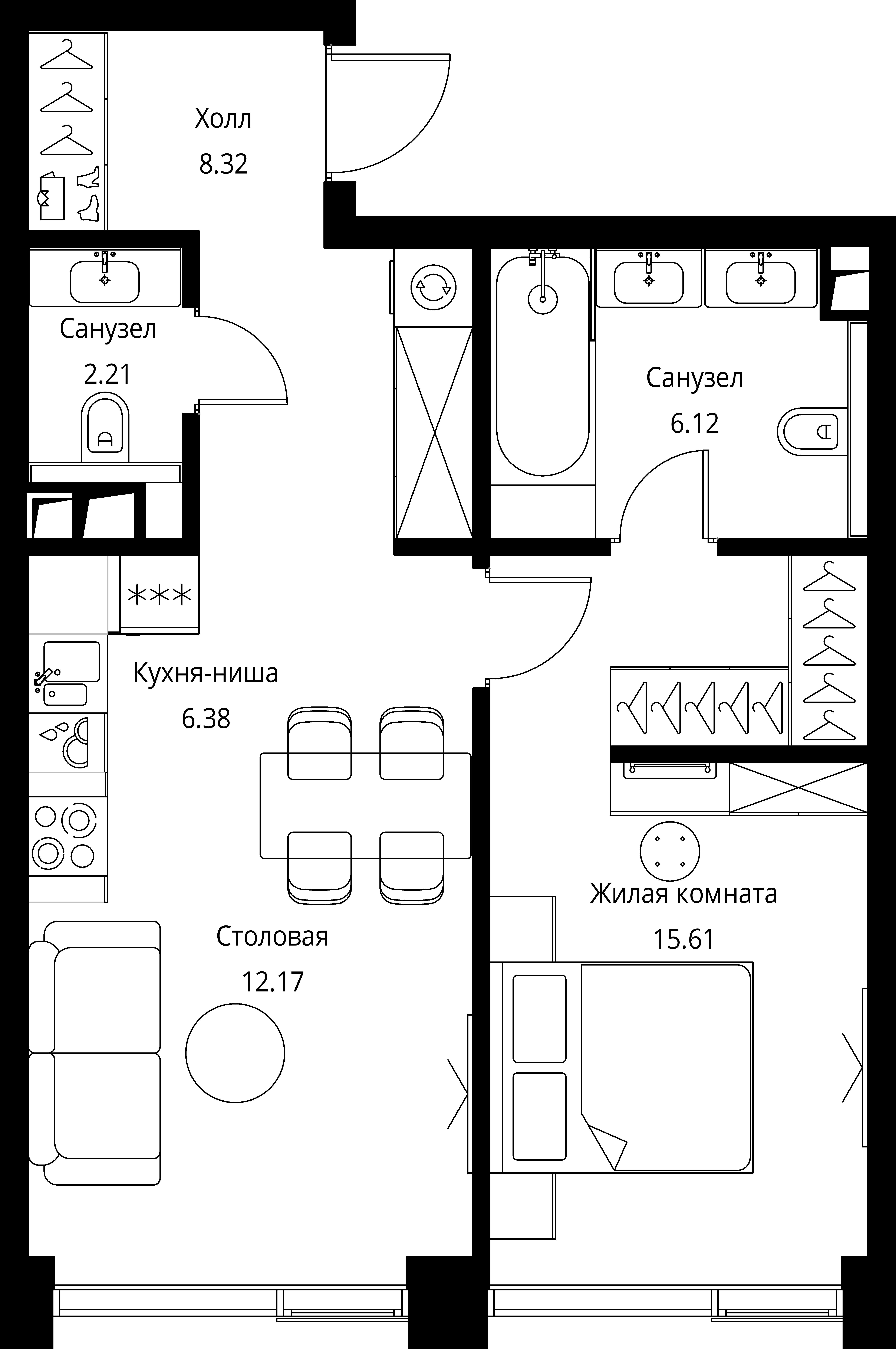 1-комнатная, 50,81 м² — 24 380 004 ₽