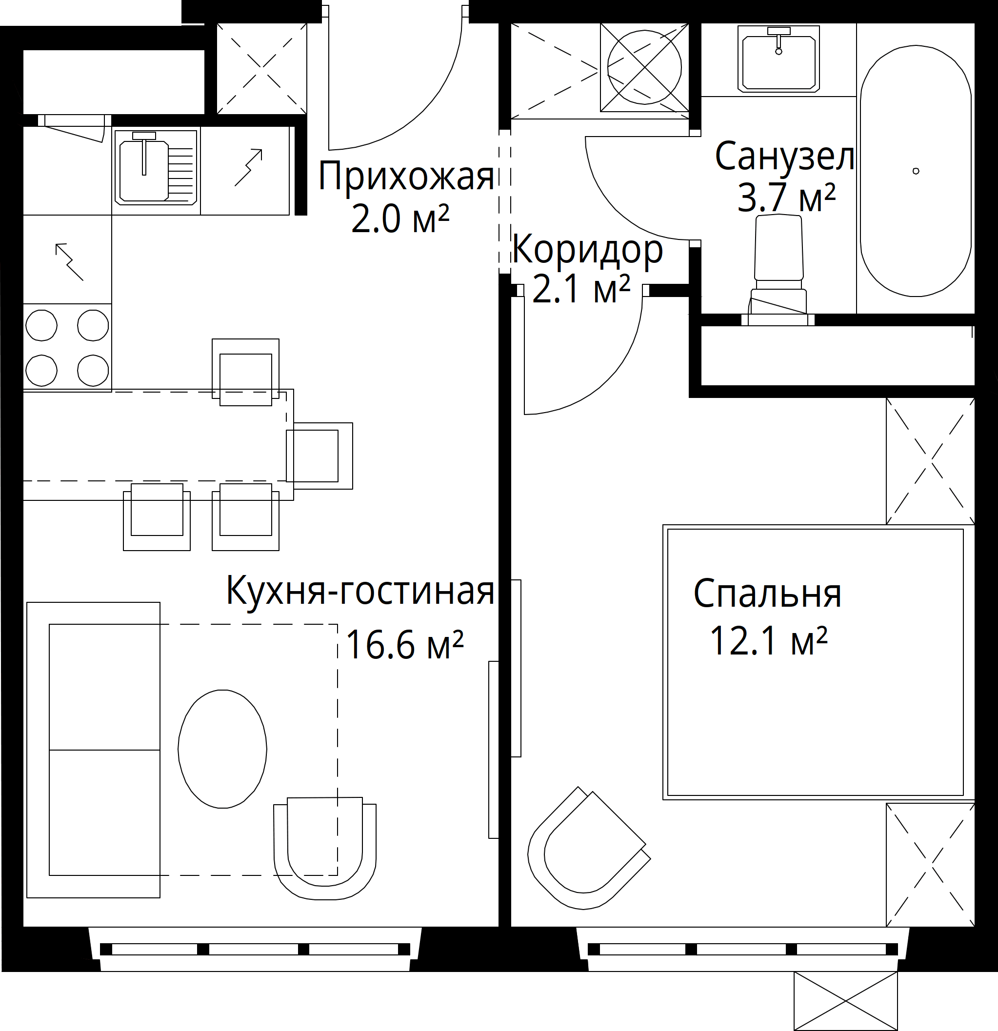 1-комнатная, 36,5 м² — 9 217 315 ₽