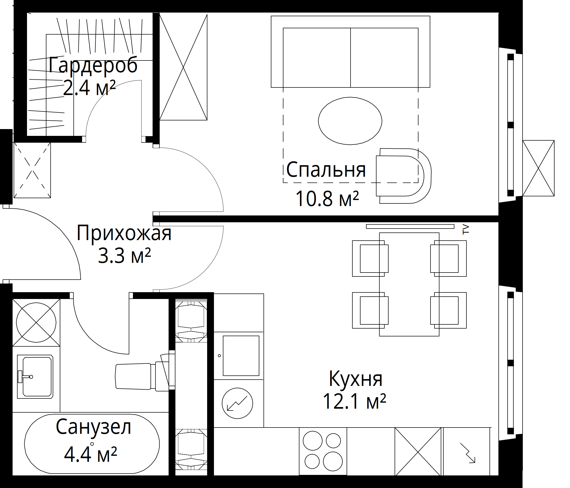 1-комнатная, 33 м² — 8 980 445 ₽