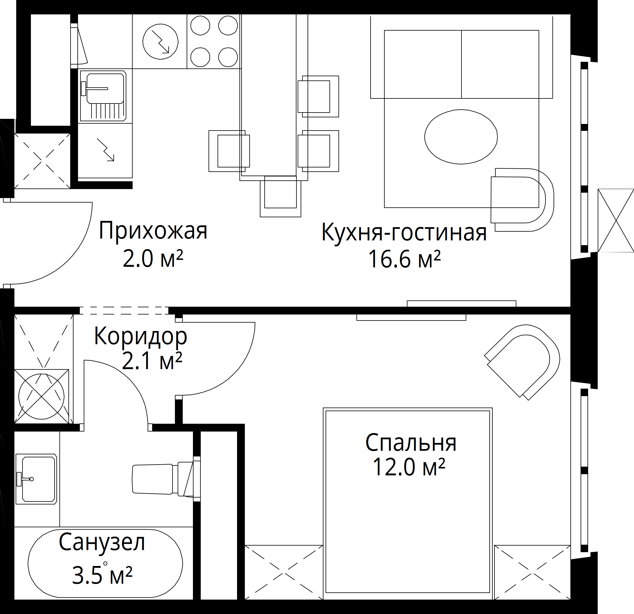 1-комнатная, 36,2 м² — 9 311 161 ₽