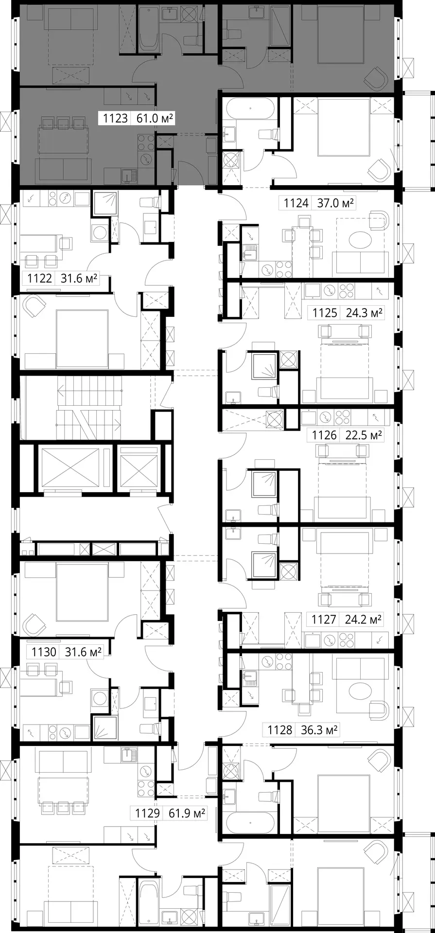2-комнатная, 61 м² — 12 919 263 ₽