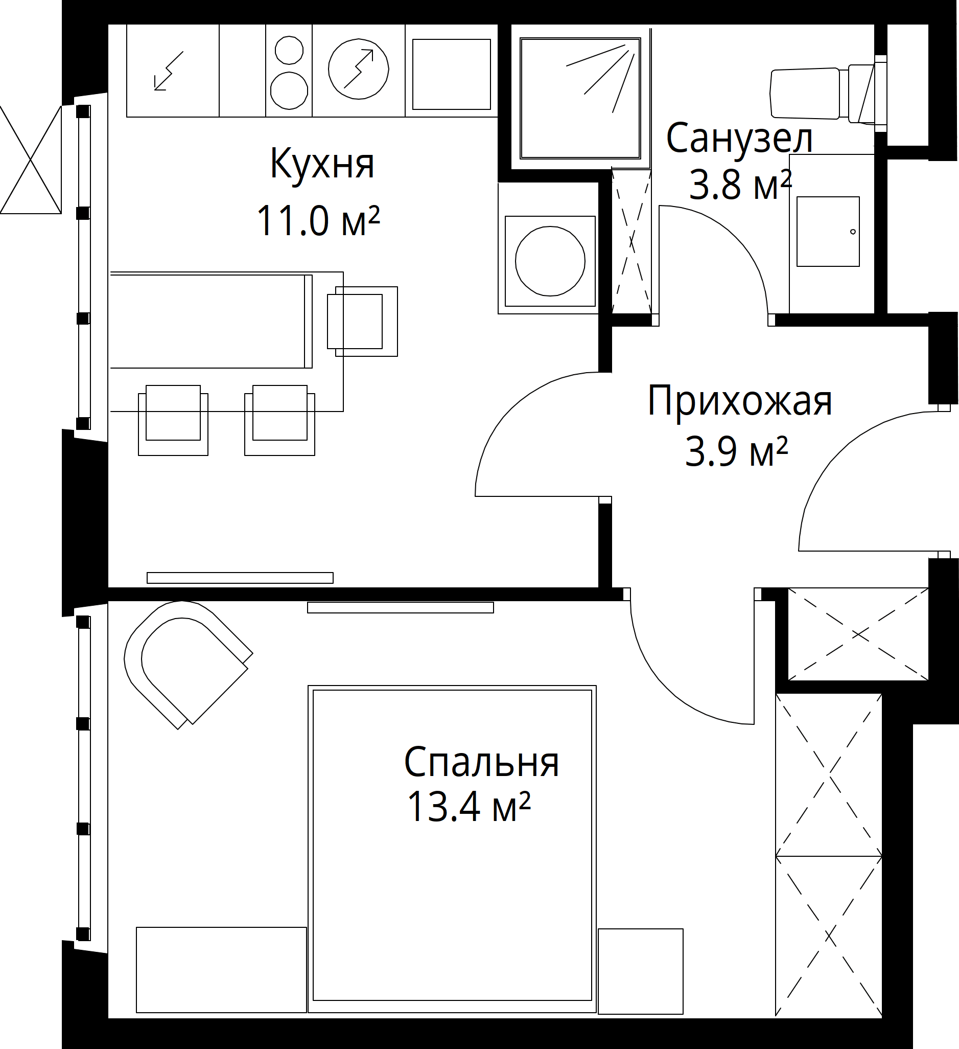 1-комнатная, 32,1 м² — 8 115 170 ₽