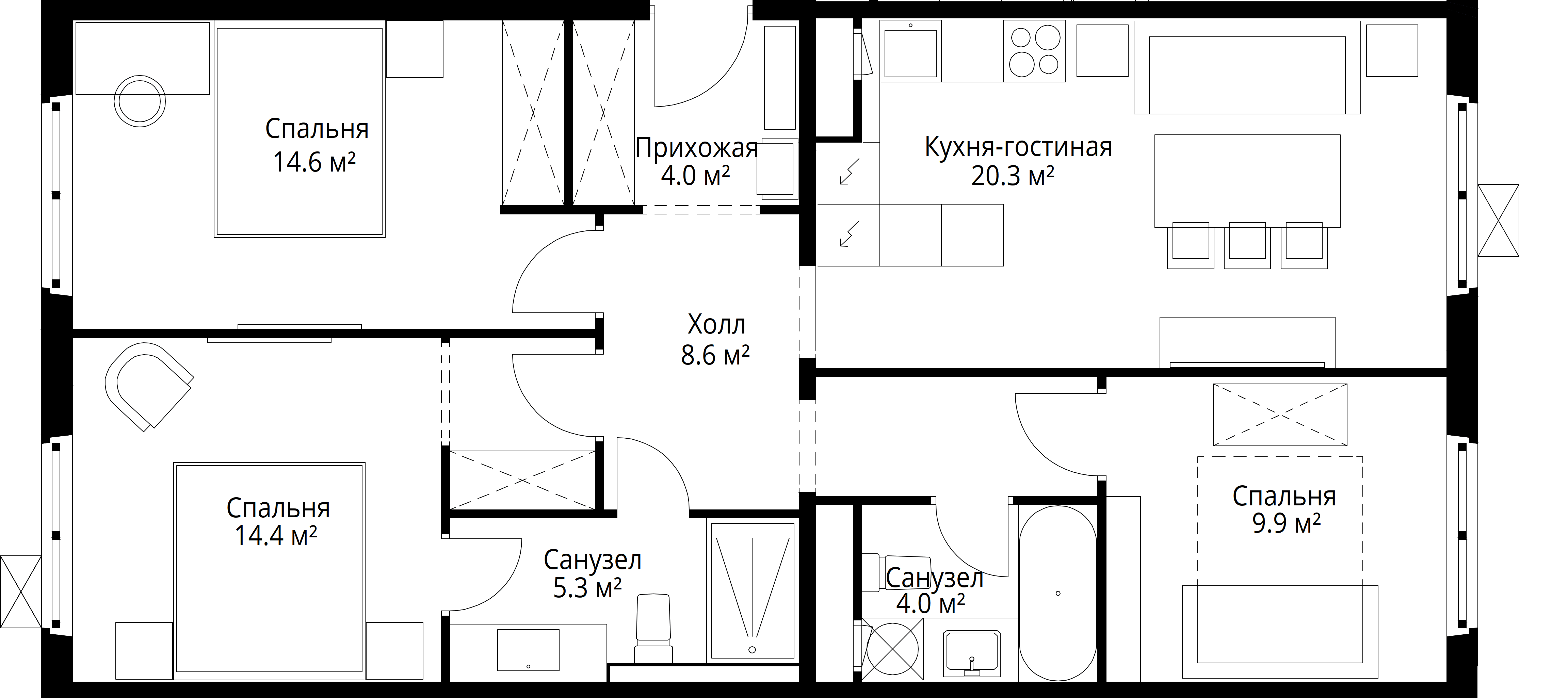 3-комнатная, 81,1 м² — 17 936 348 ₽