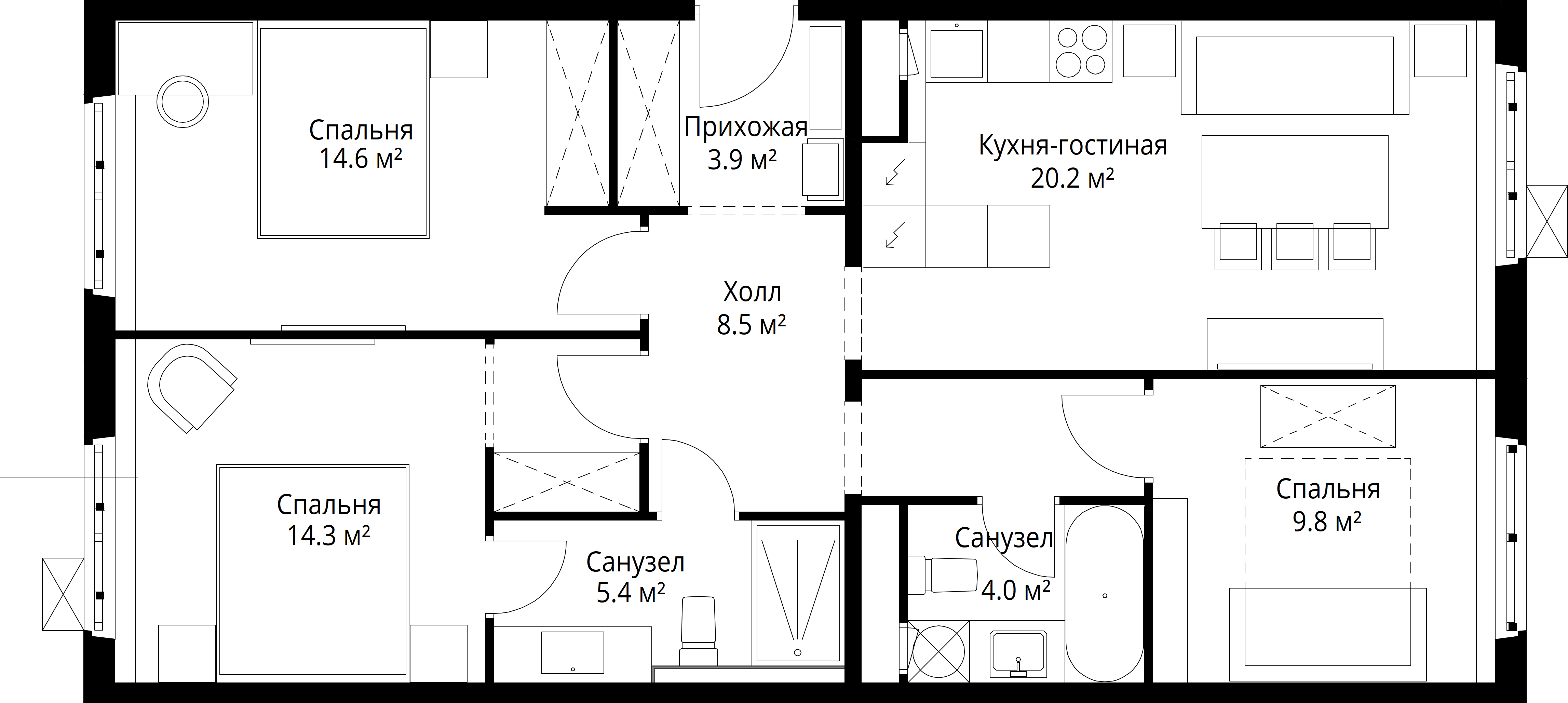 3-комнатная, 80,7 м² — 16 772 061 ₽