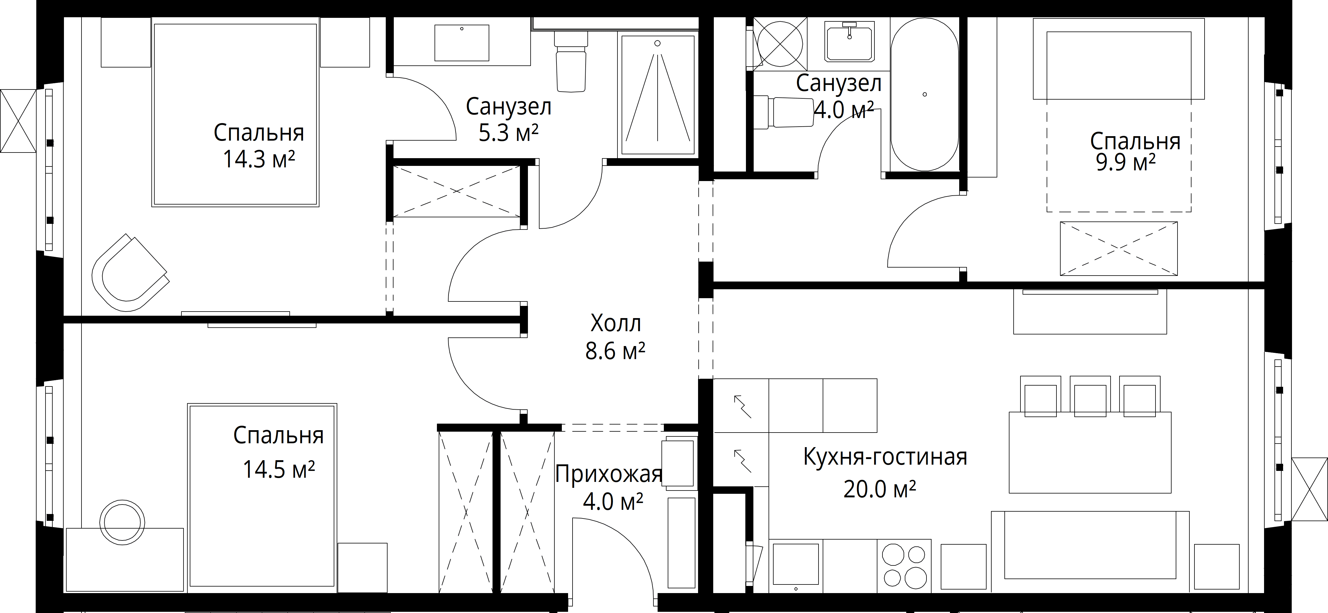 3-комнатная, 80,6 м² — 16 816 957 ₽