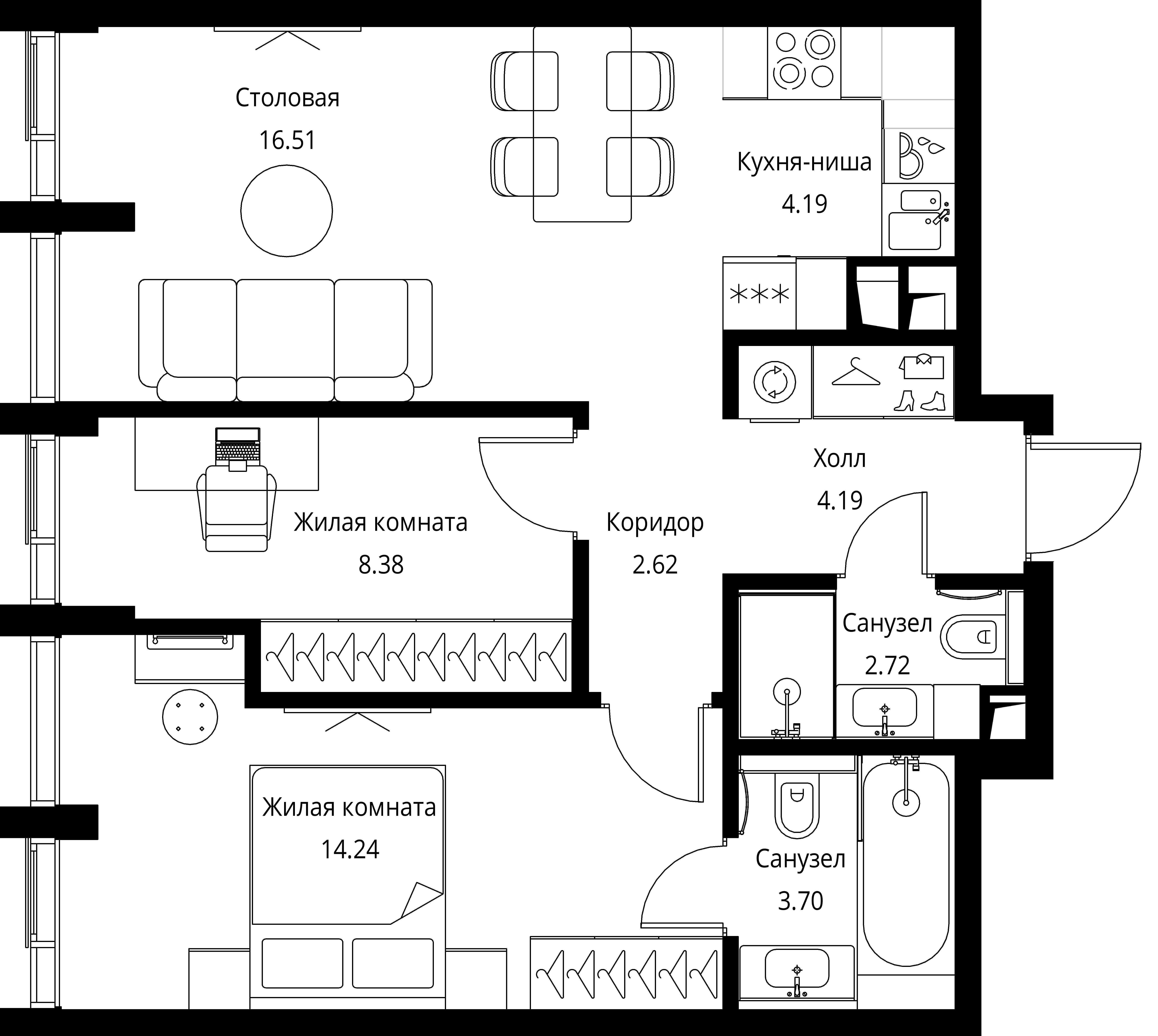 2-комнатная, 56,55 м² — 26 424 429 ₽