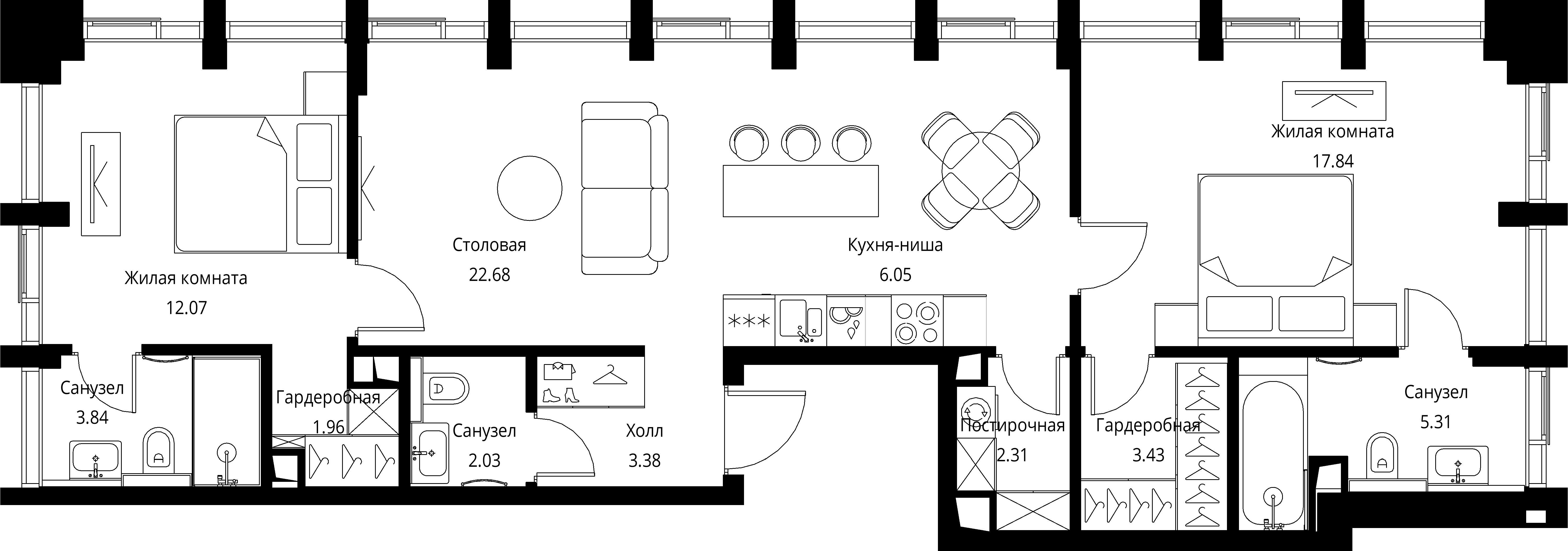 2-комнатная, 80,9 м² — 34 509 100 ₽