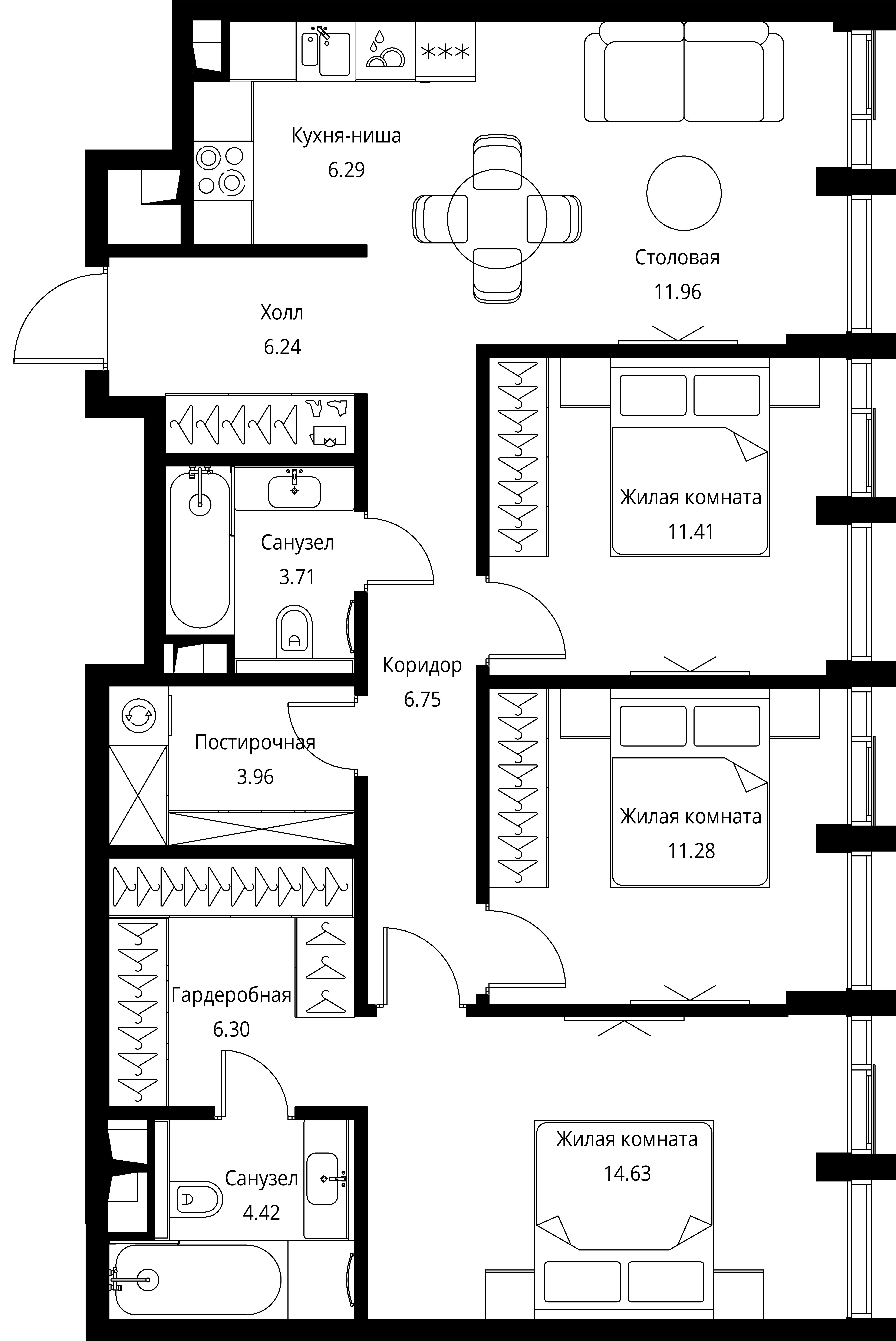 3-комнатная, 86,95 м² — 35 079 368 ₽