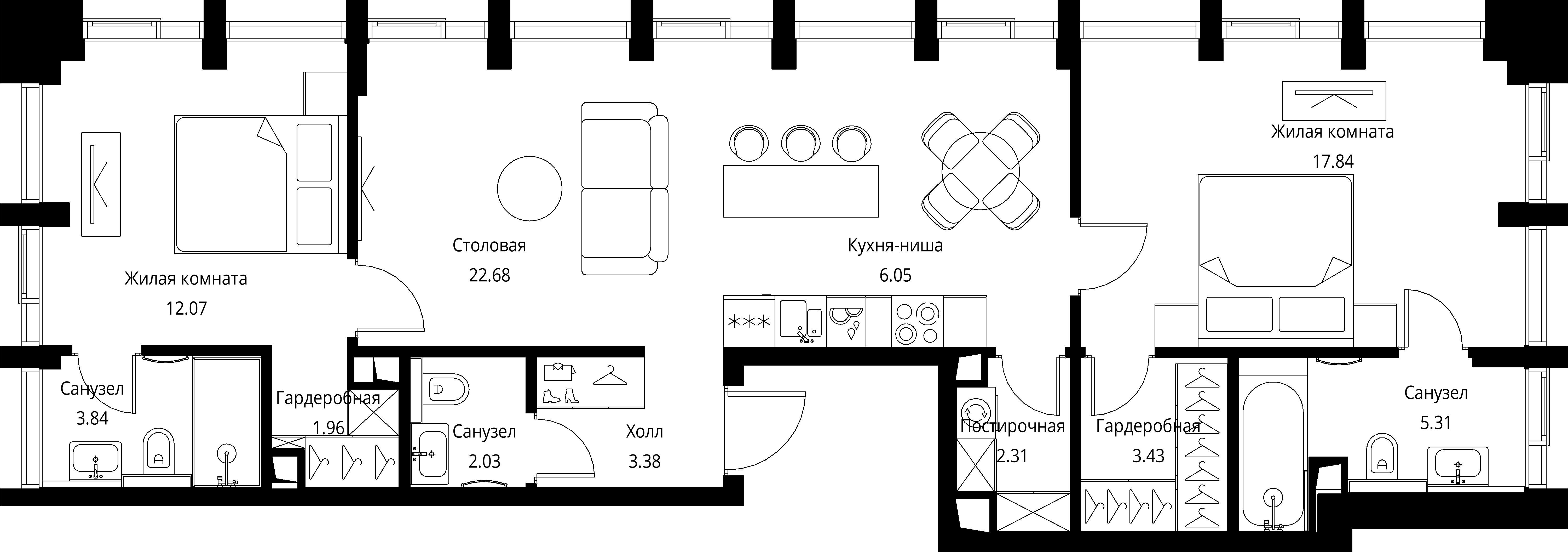 2-комнатная, 80,9 м² — 34 705 468 ₽