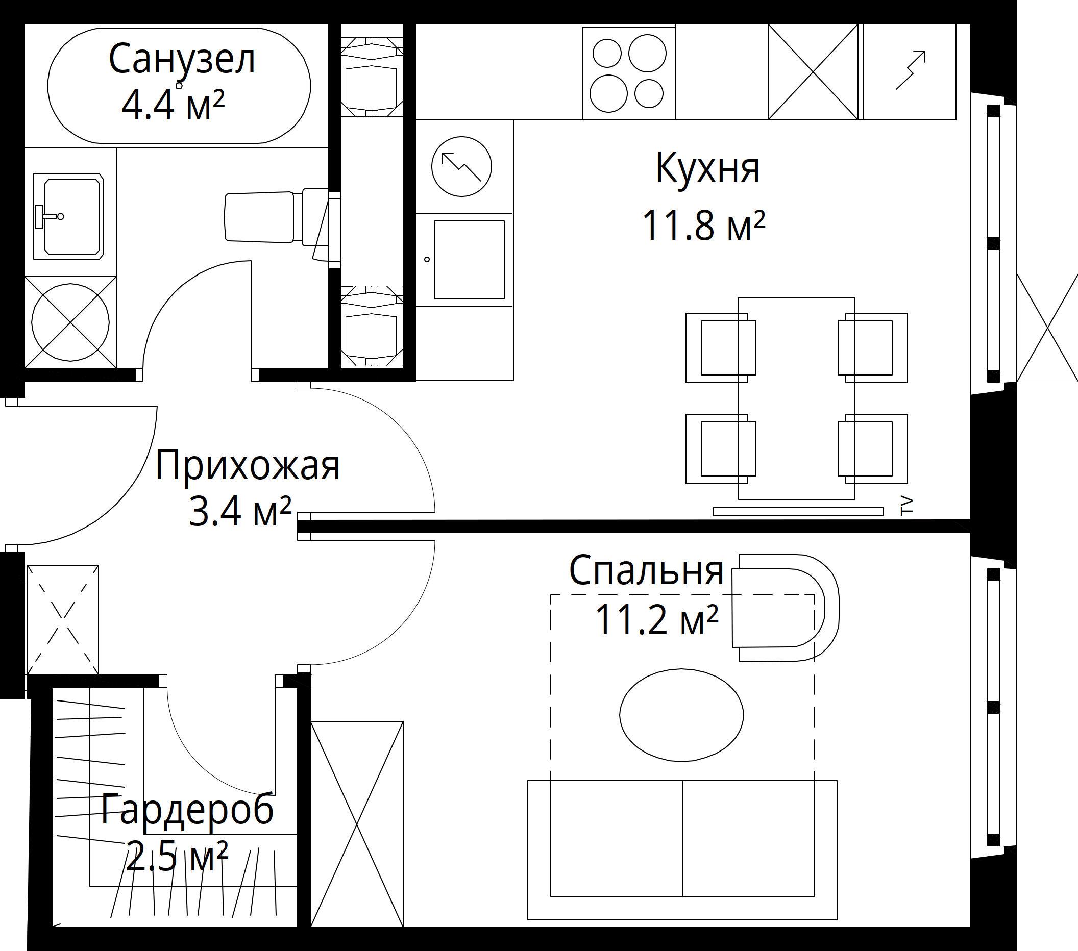 1-комнатная, 33,3 м² — 8 932 826 ₽