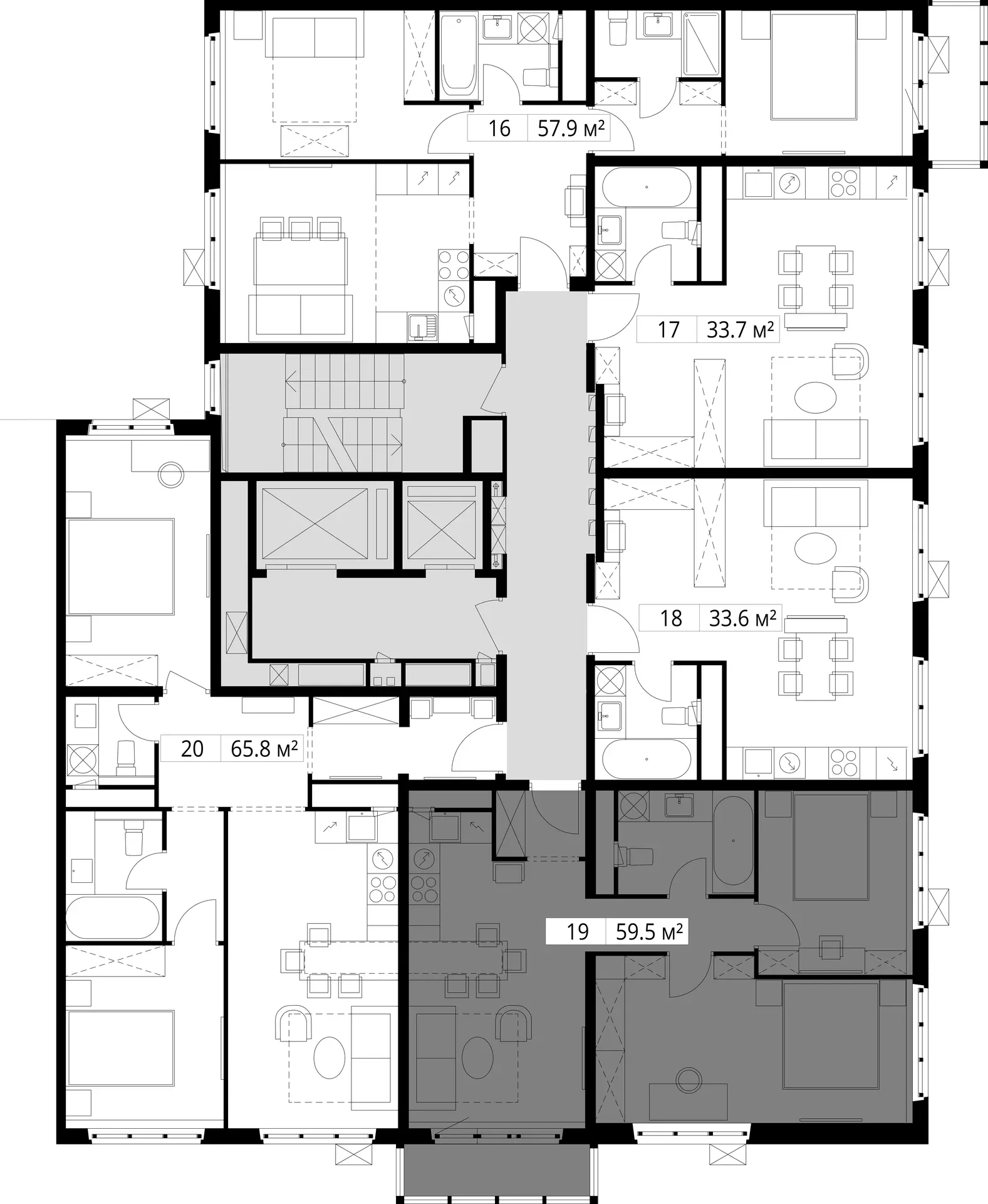2-комнатная, 59,5 м² — 13 770 108 ₽