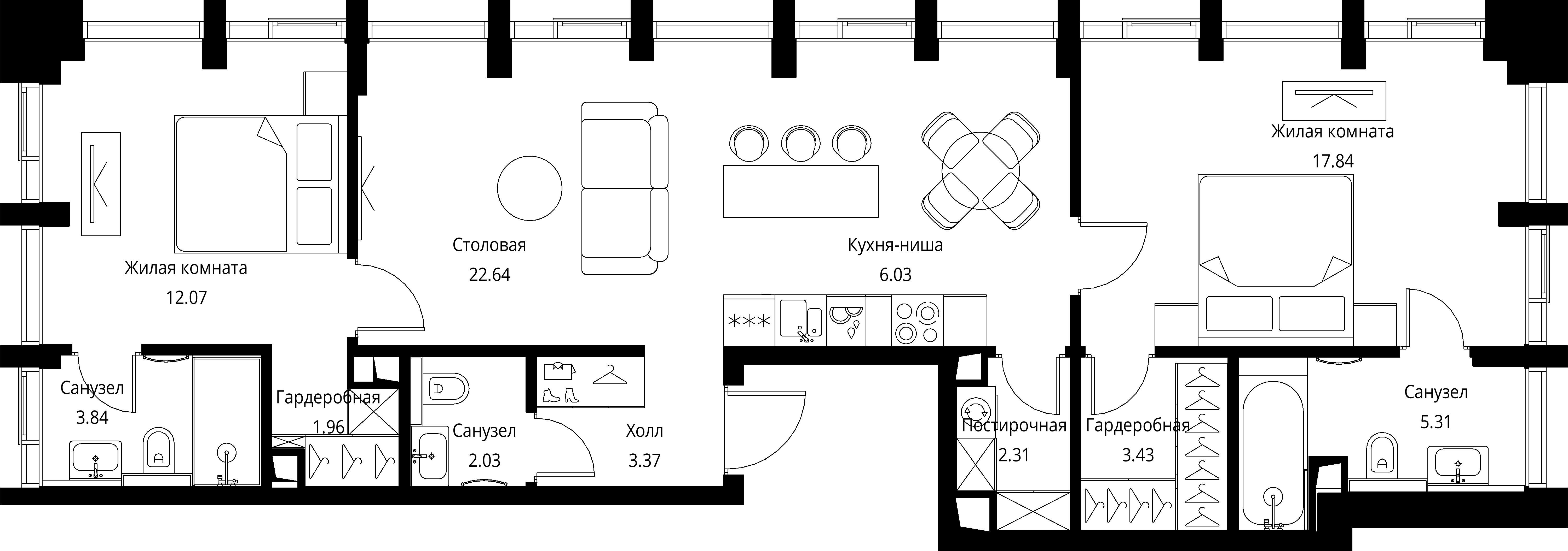 2-комнатная, 80,83 м² — 33 806 403 ₽
