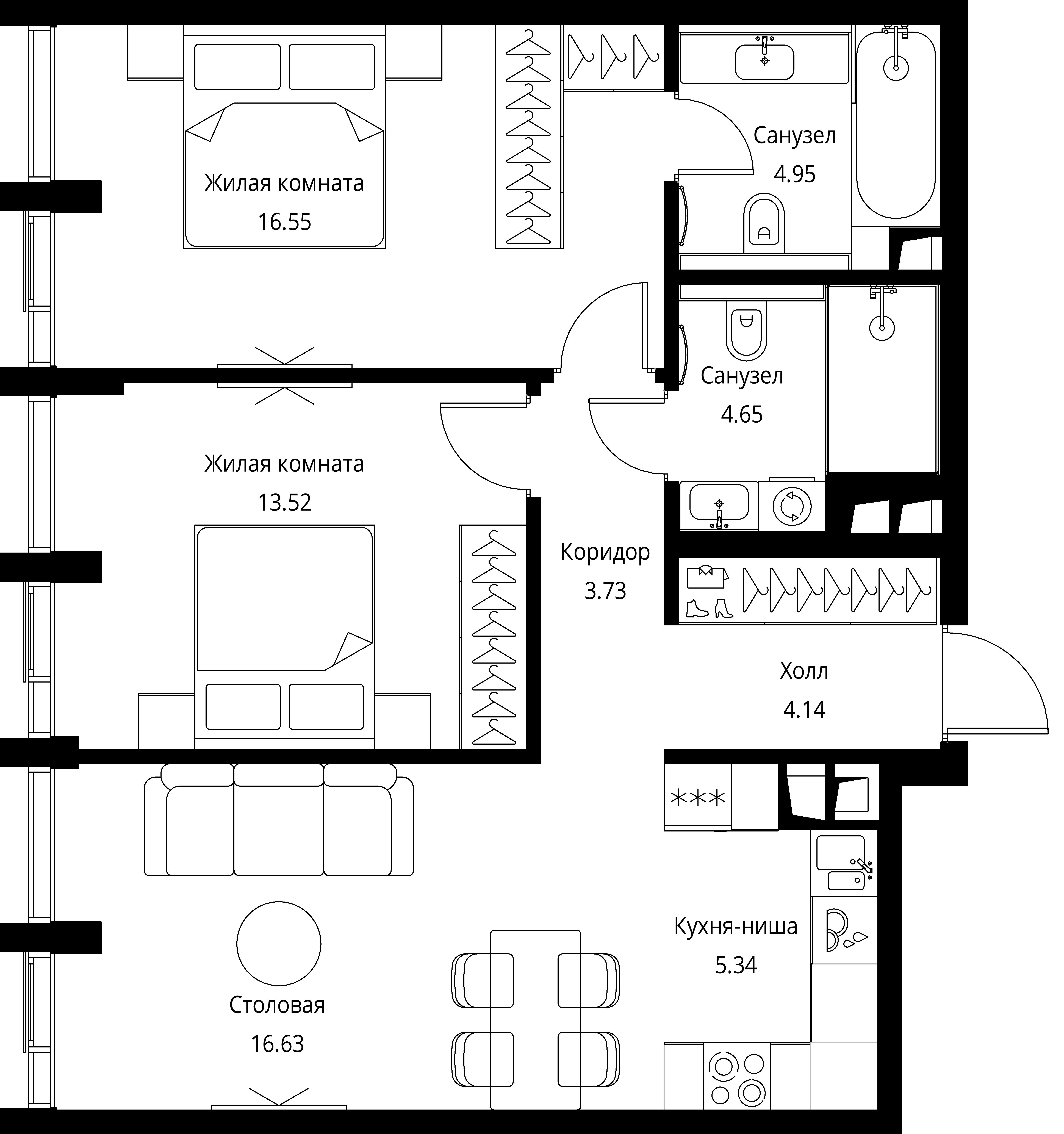 2-комнатная, 69,51 м² — 30 120 406 ₽