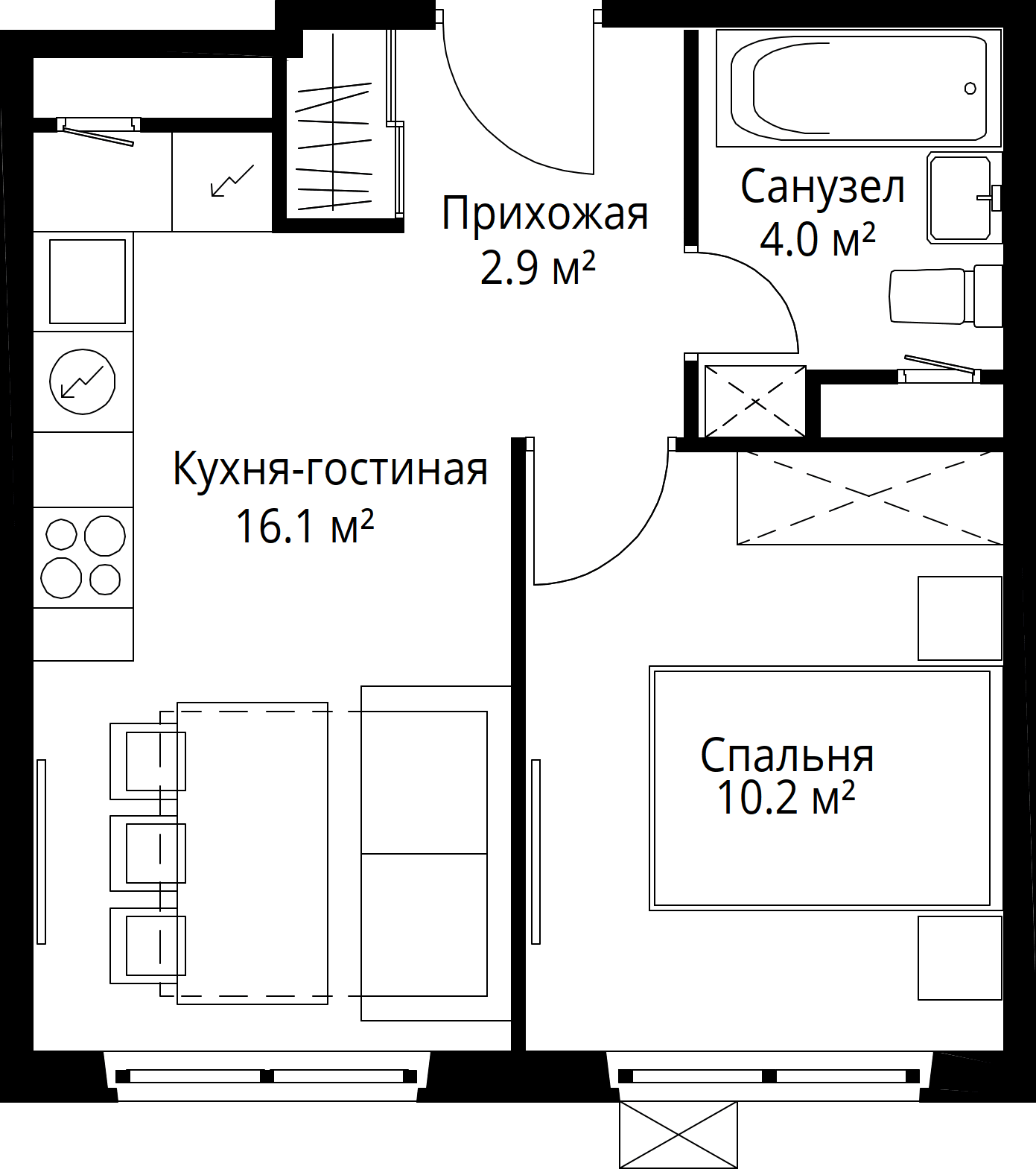 1-комнатная, 33,2 м² — 7 226 630 ₽