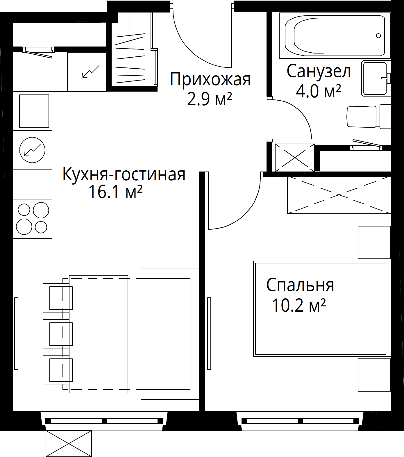 1-комнатная, 33,2 м² — 7 834 942 ₽