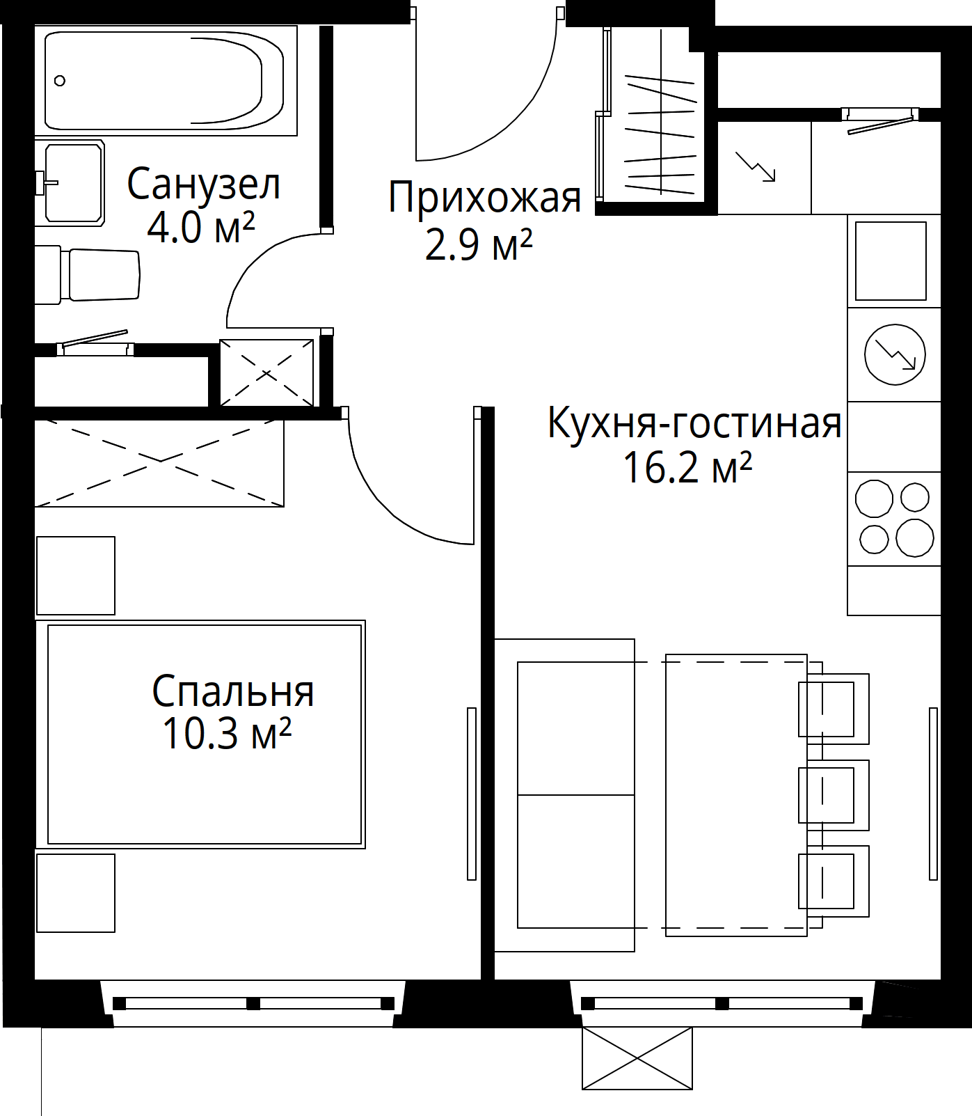 1-комнатная, 33,4 м² — 7 927 022 ₽