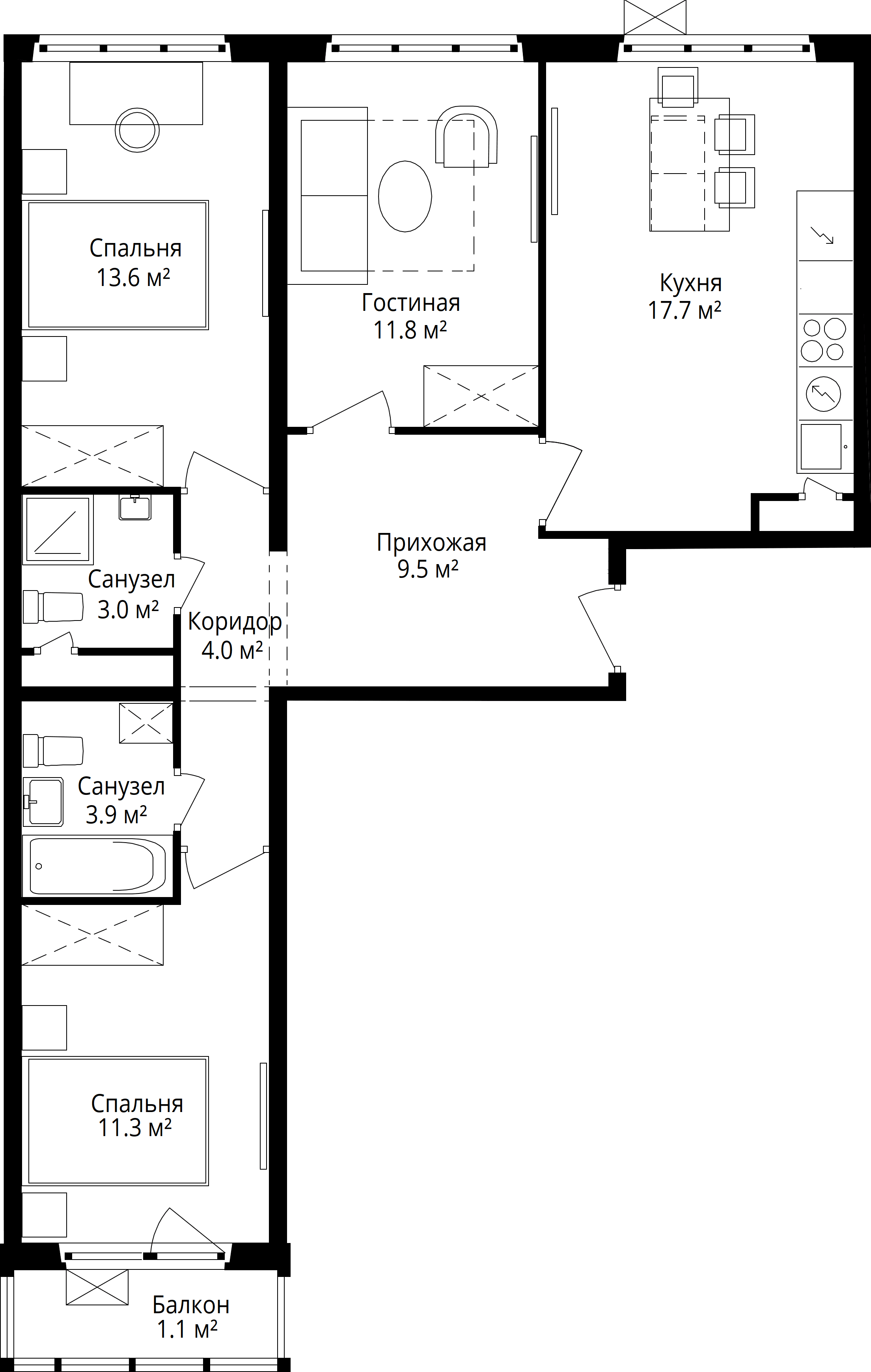 3-комнатная, 75,9 м² — 16 544 044 ₽