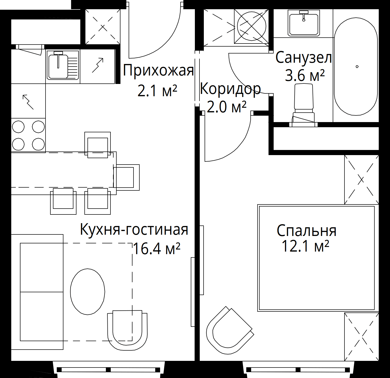 1-комнатная, 36,2 м² — 8 286 319 ₽