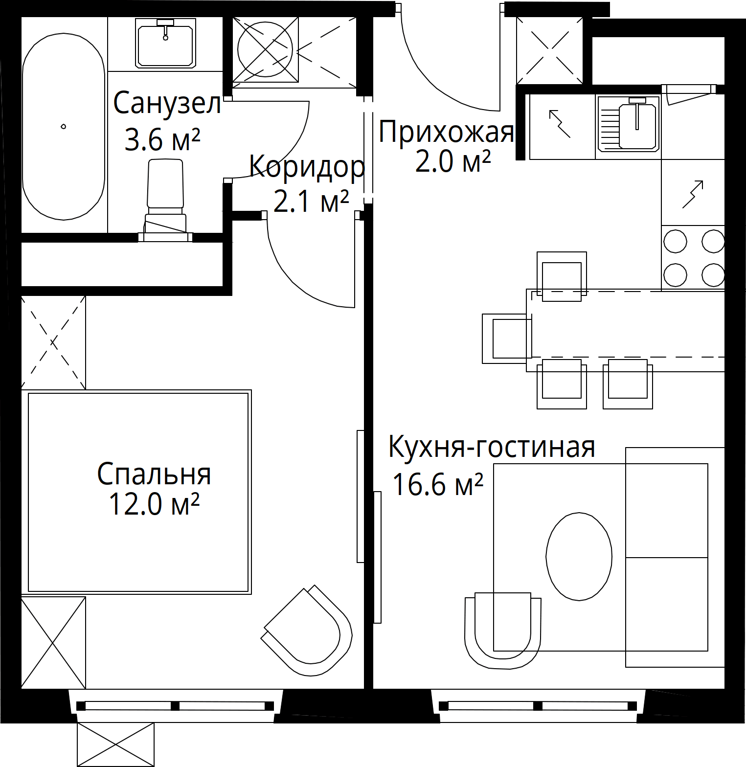1-комнатная, 36,3 м² — 8 521 636 ₽