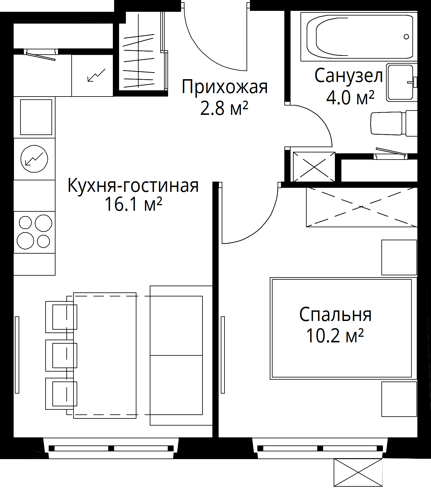 1-комнатная, 33,1 м² — 9 254 286 ₽