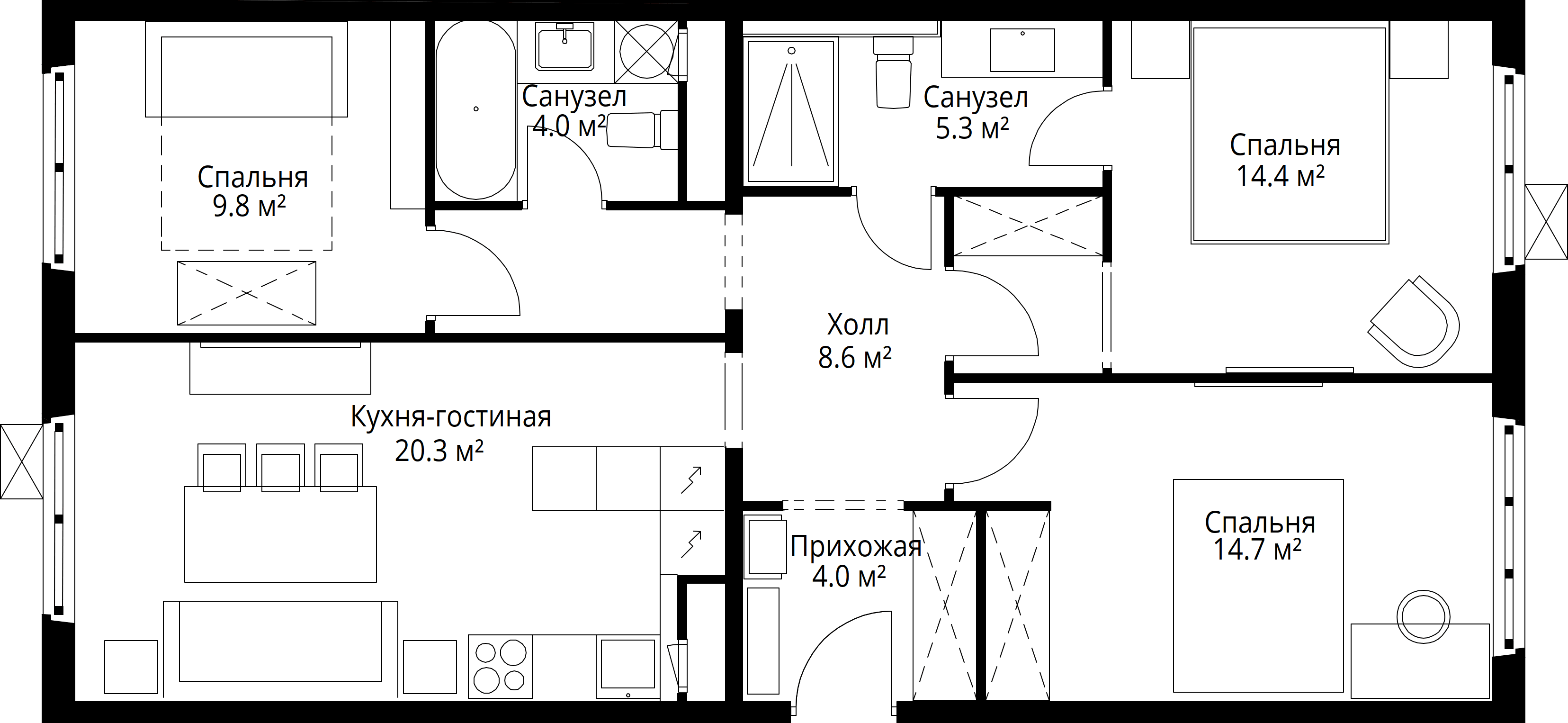 3-комнатная, 81,1 м² — 17 067 657 ₽