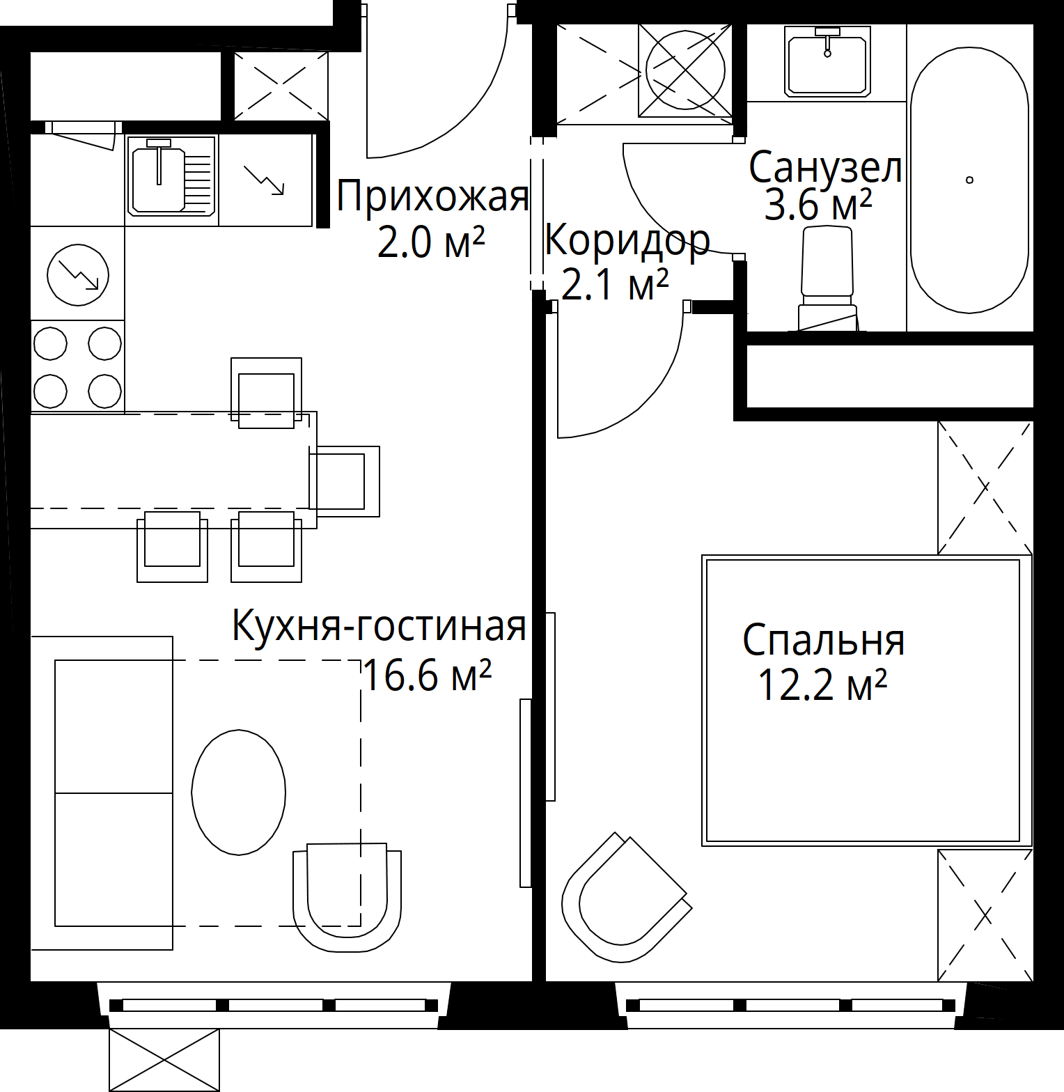 1-комнатная, 36,5 м² — 9 706 920 ₽
